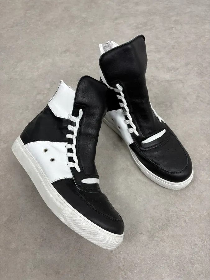 Kris Van Assche Kris Van Assche Black & White Leather High Megalaced Sneakers Size US 8 / EU 41 - 7 Thumbnail
