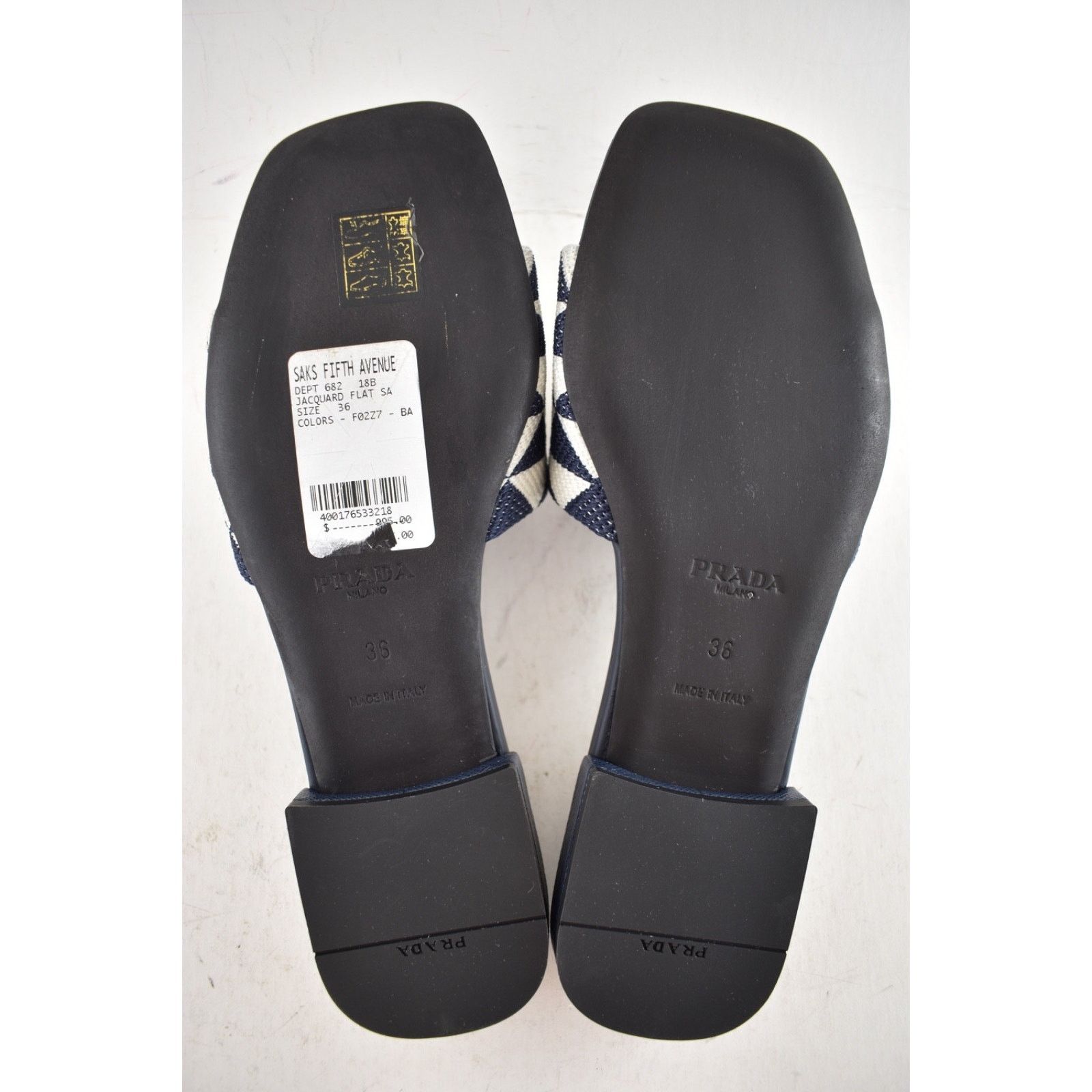 Prada Prada Jacquard Triangle Logo Baltico Talco Blue White Slide Size US 6 / IT 36 - 15 Thumbnail