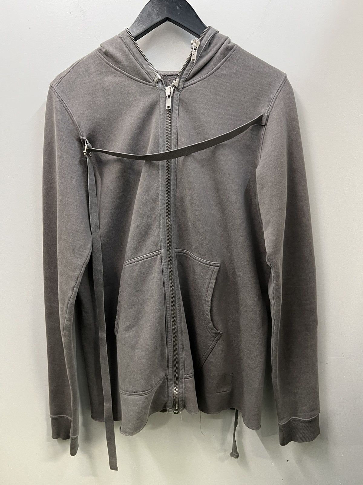 image of Rick Owens Bondage Gimp Hoodie in Grey, Men's (Size Small)