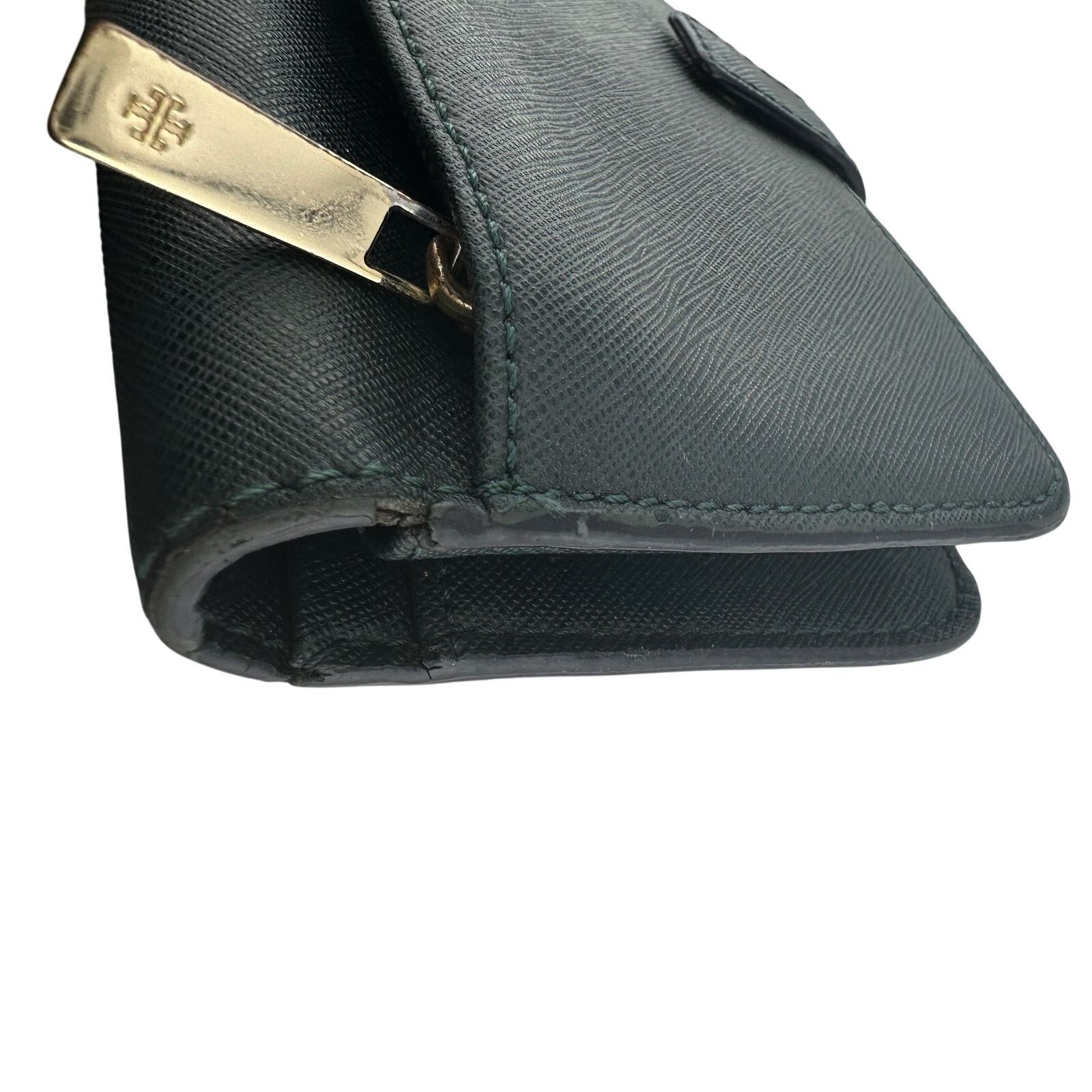 Tory Burch Tory Burch Deep Green Leather Bi-Fold Wallet Wristlet Size ONE SIZE - 15 Thumbnail
