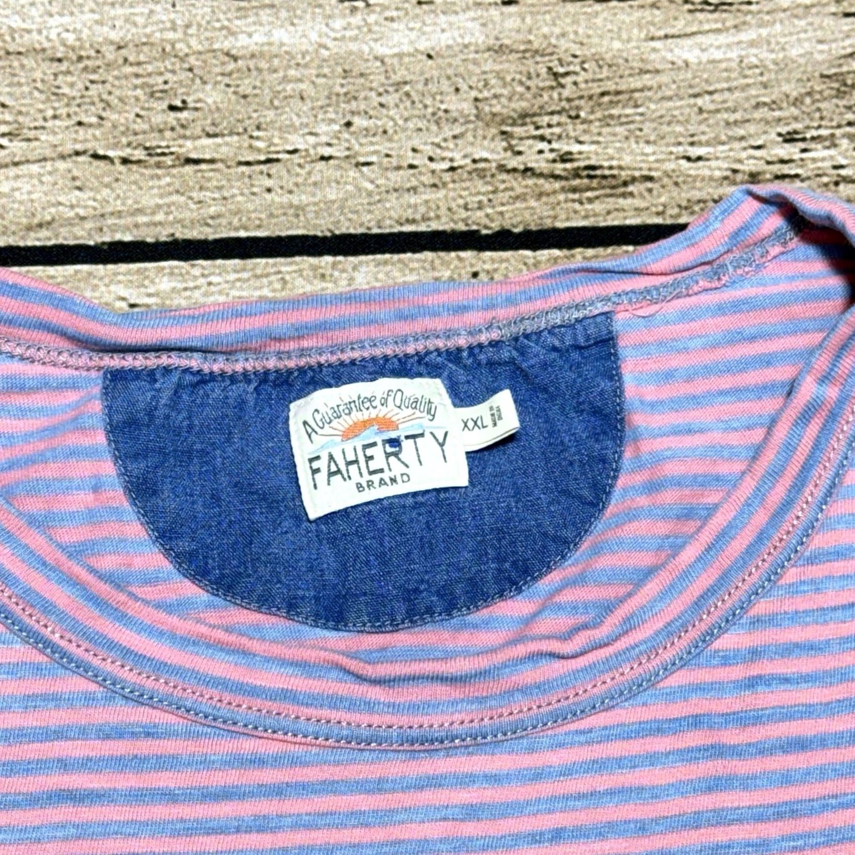 Faherty Faherty T-Shirt Mens 2XL Multicolor Striped Short Sleeve Crew Neck Lightweight Pocket Size US XXL / EU 58 / 5 - 3 Thumbnail