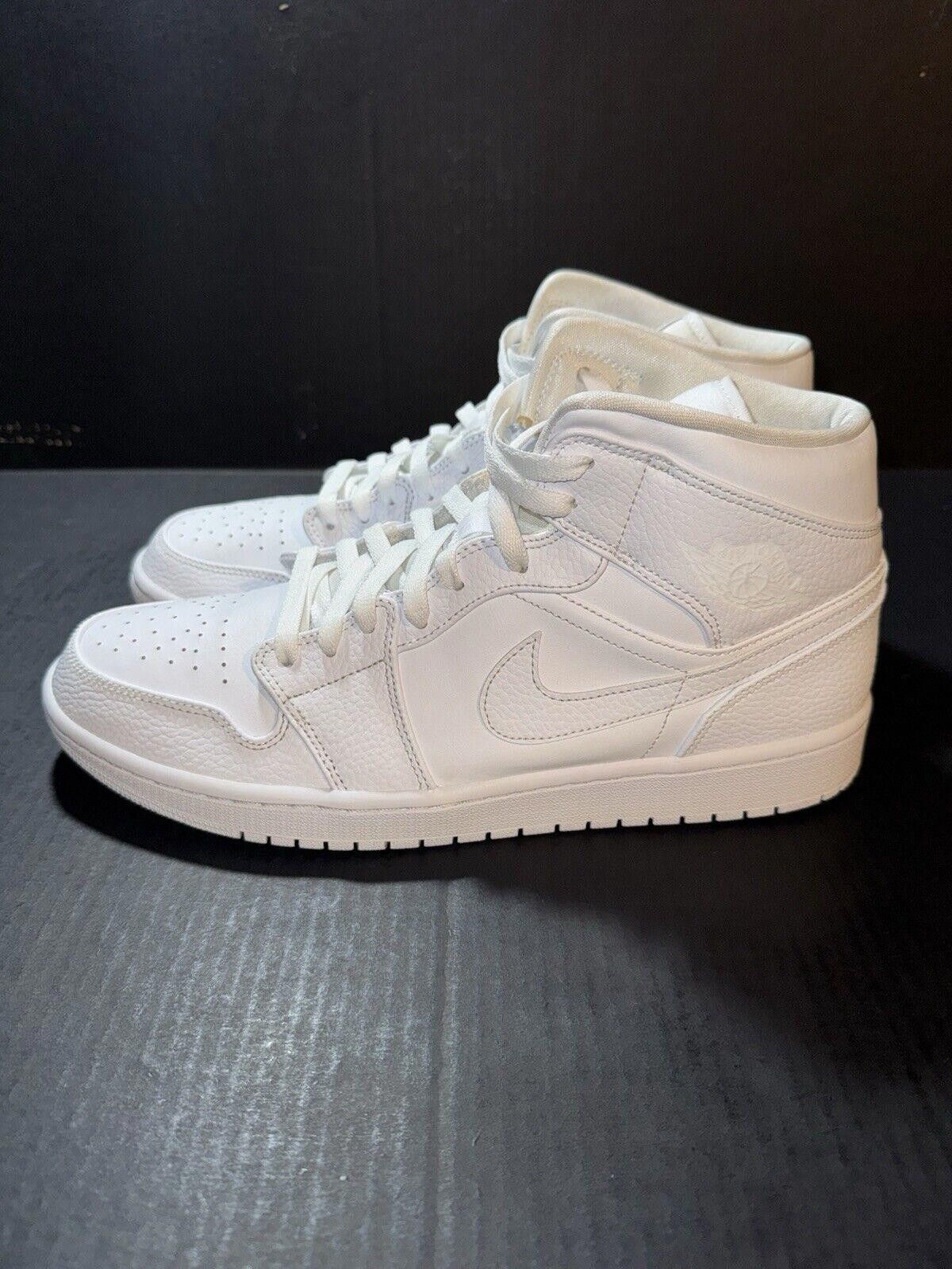Jordan Brand Nike Air Jordan 1 Mid Triple White 2020 - 554724-130 - Sz 12 Size US 12 / EU 45 - 5 Thumbnail