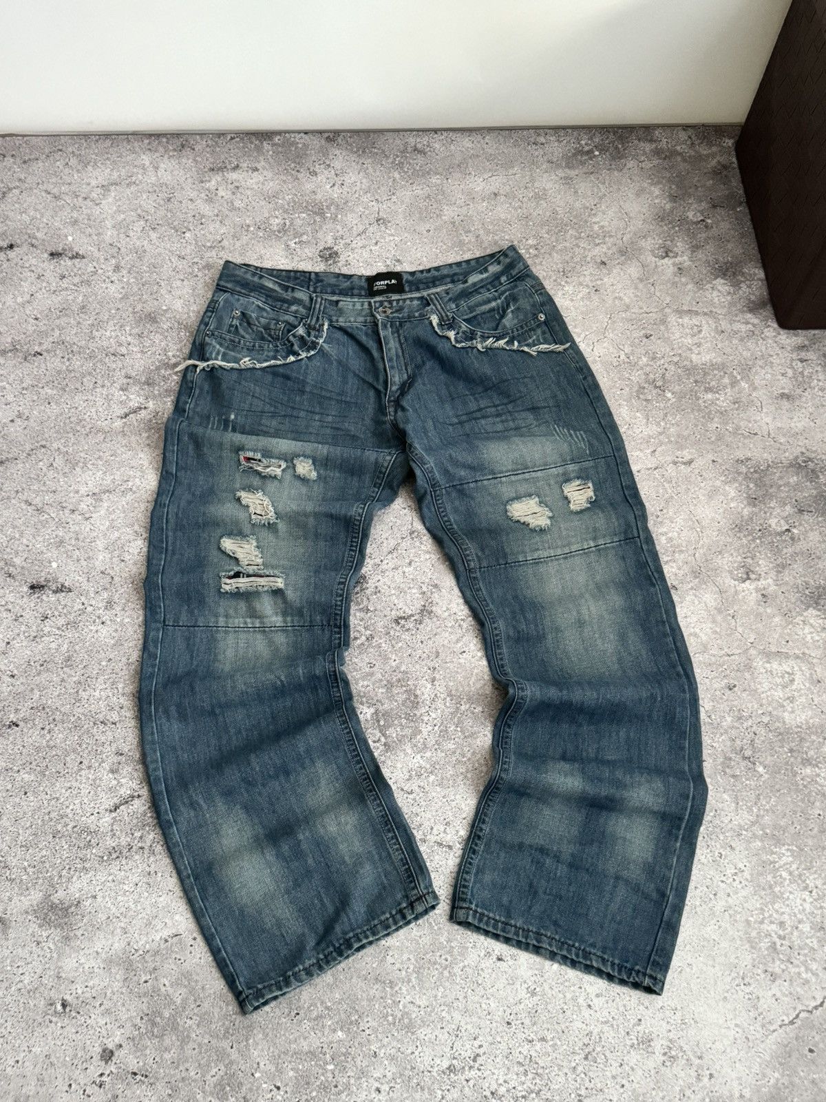 Vintage Vintage Y2K distressed Diesel style baggy pants Size US 34 / EU 50 - 1 Thumbnail