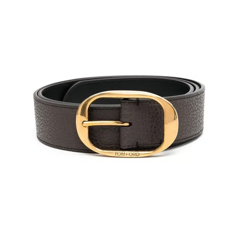 Tom Ford o1loc1c0325 TB279J Size: 85 / Grain Leather Oval Belt Brown Size 32 - 1 Preview