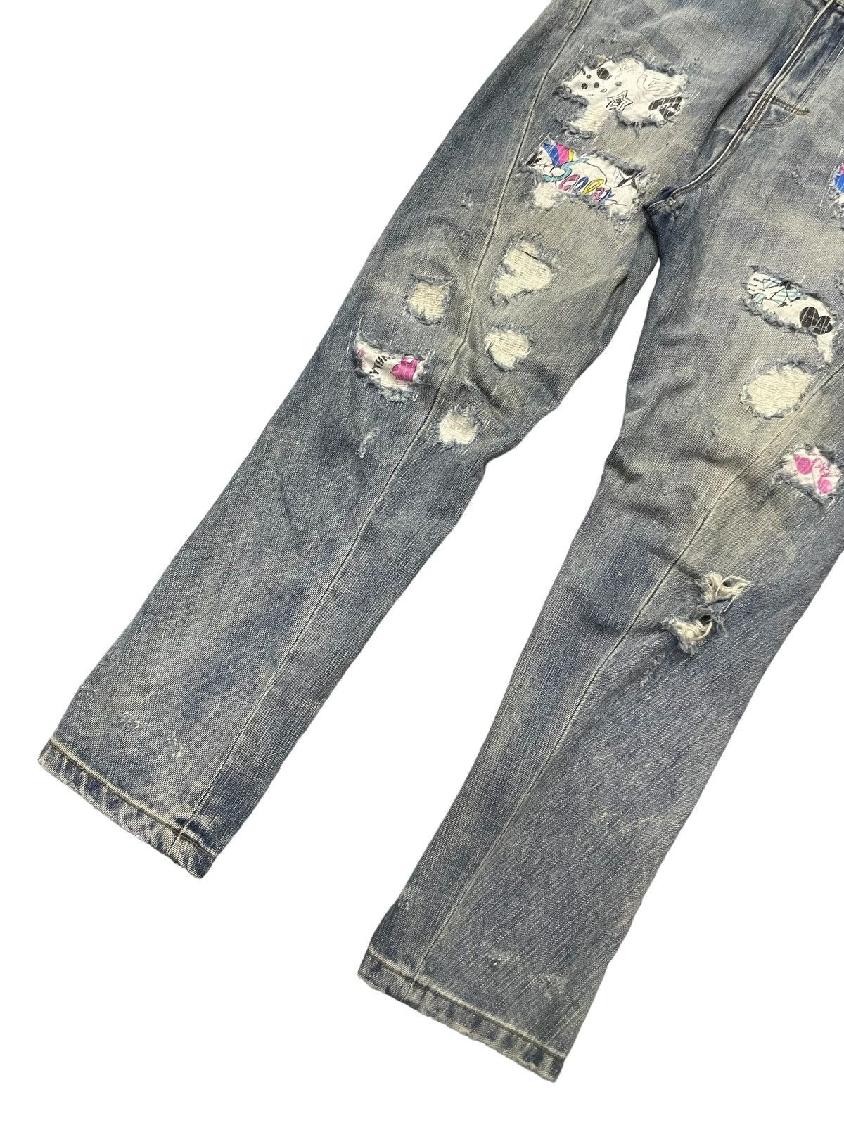 Hysteric Glamour × Japanese Brand Bit Blue X Scolar Japan Drop Crotch Craft Sashiko Boro Jeans Size US 31 - 4 Thumbnail
