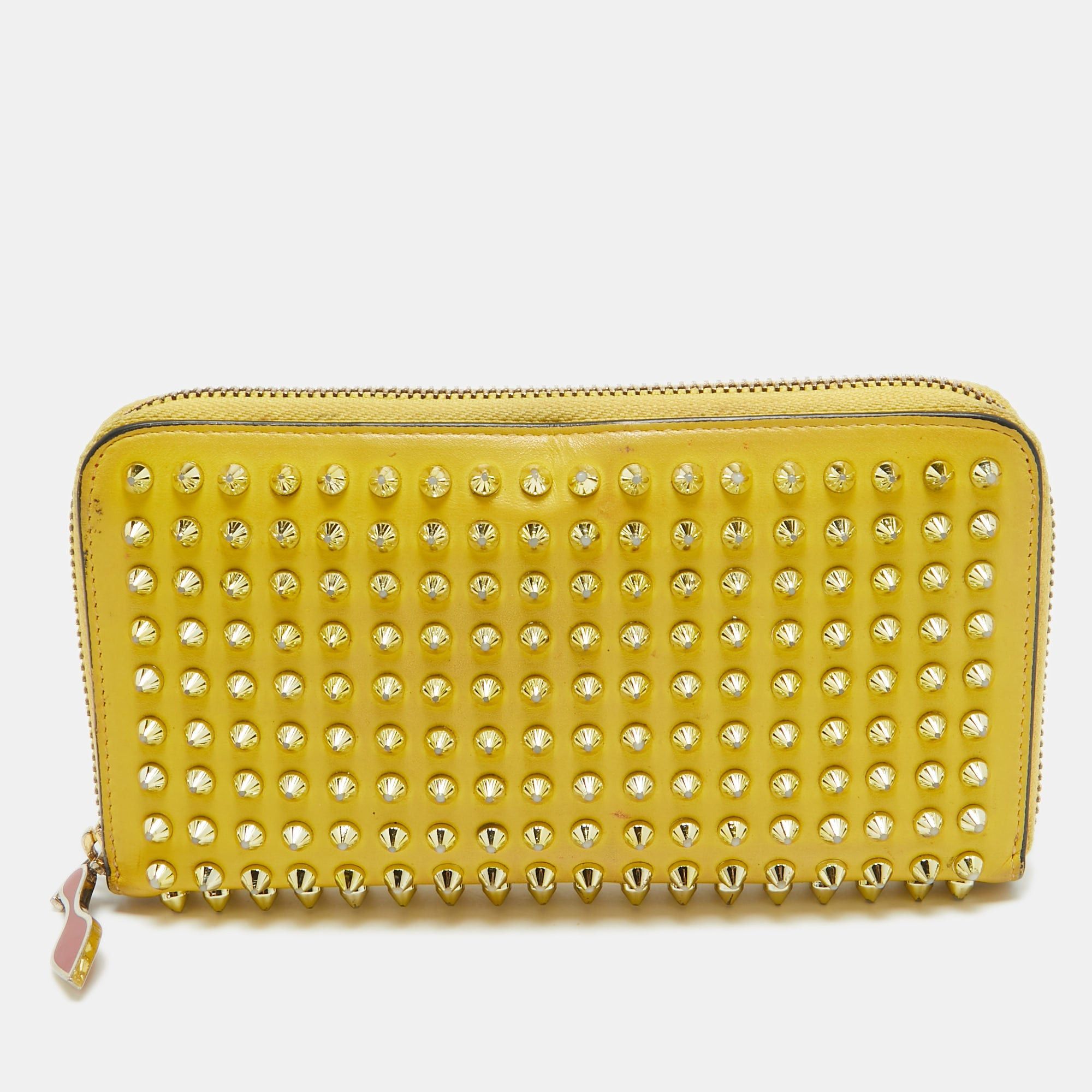 image of Vintage Christian Louboutin Yellow Leather Panettone Continental Wallet, Women's