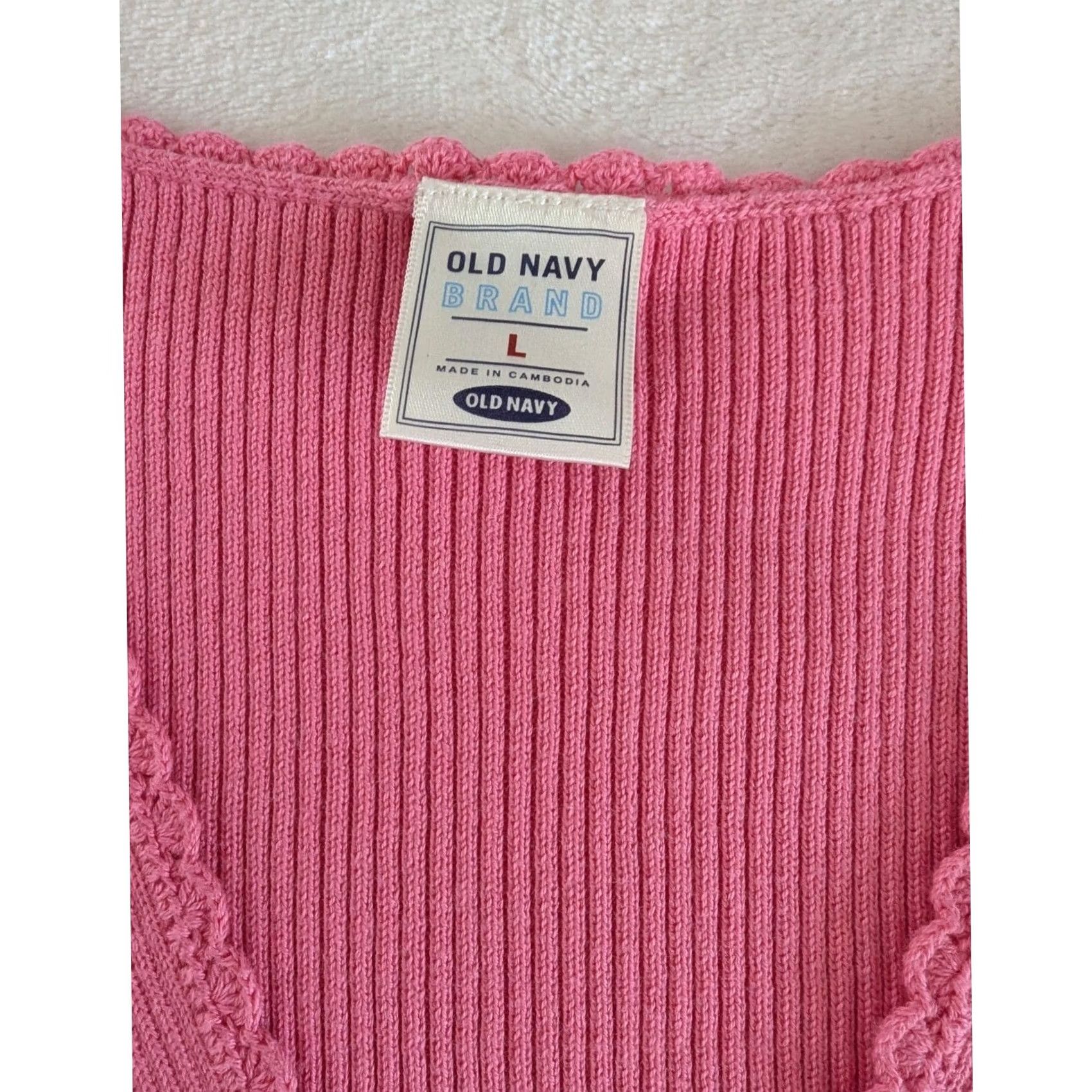 Old Navy Old Navy Pink Tank Women L V-Neck Sleeveless Ribbed Surplice Knit Casual Modern Feminine Shirt Top Size L / US 10 / IT 46 - 4 Thumbnail