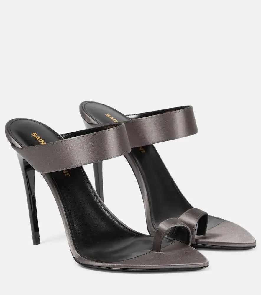 Saint Laurent Paris o1s1wg111024 Melody Sandals in Shiny Leather in Storm Grey Size US 6 / IT 36 - 3 Thumbnail