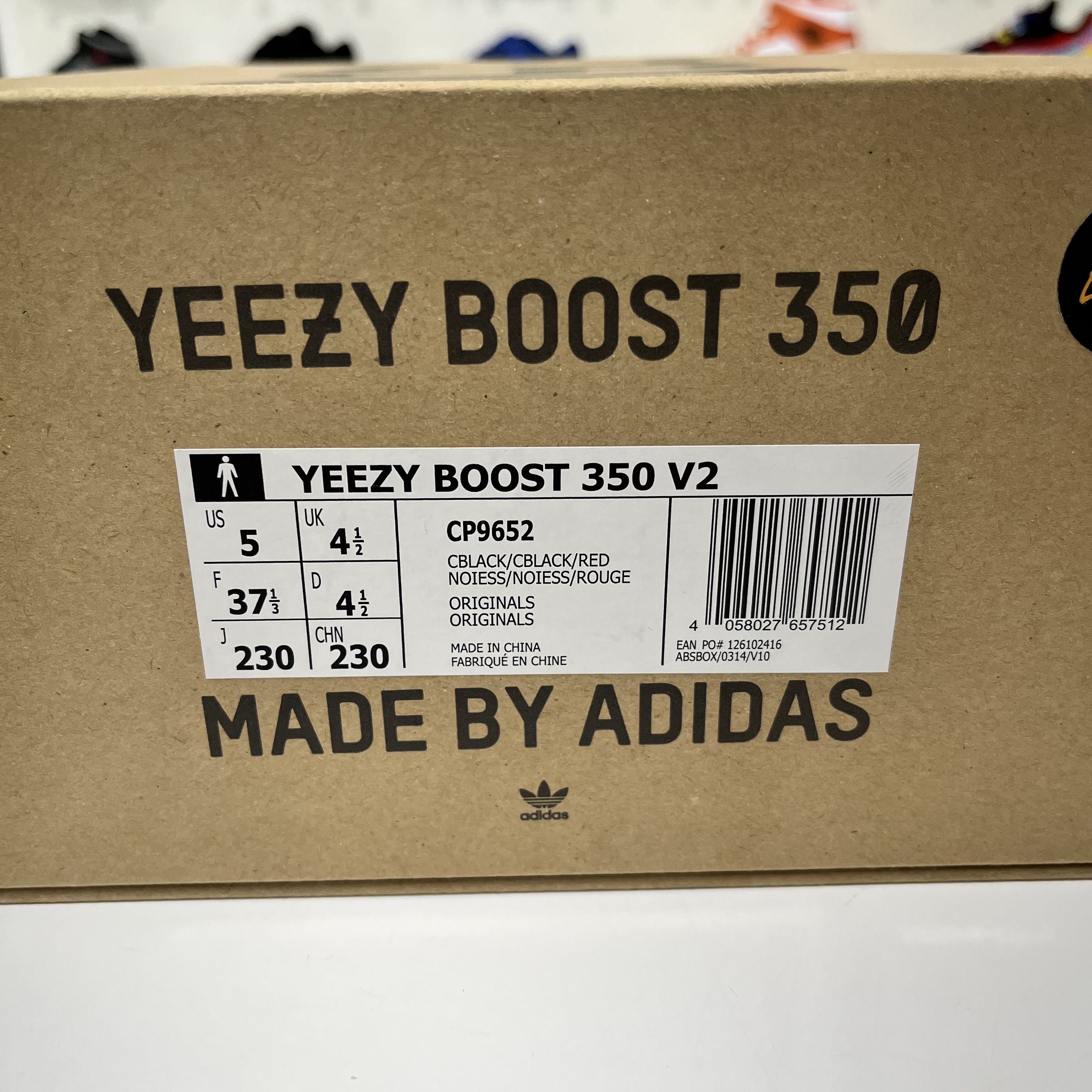 Adidas Adidas Yeezy Boost 350 V2 Black Red Size US 5 / EU 37 - 12 Thumbnail
