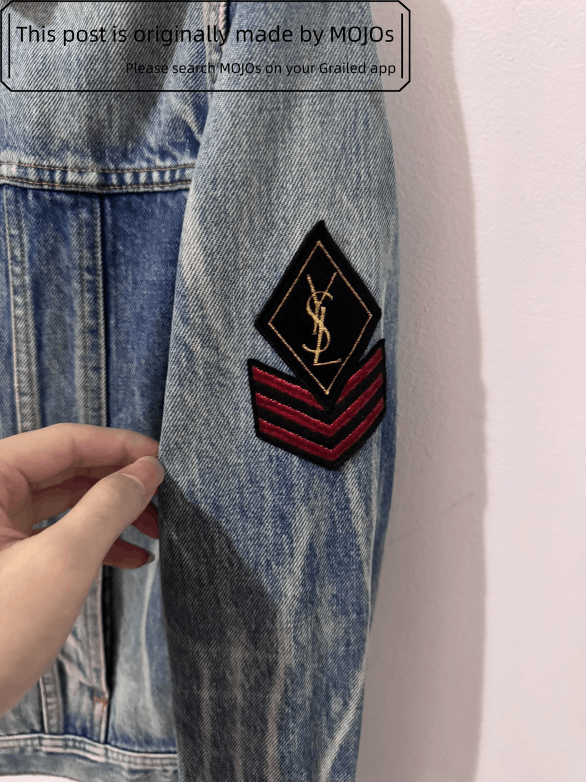 Saint Laurent Paris Saint Laurent Paris 16AW Sleeve Patch Denim Jacket mojos1224 Size US S / EU 44-46 / 1 - 3 Thumbnail