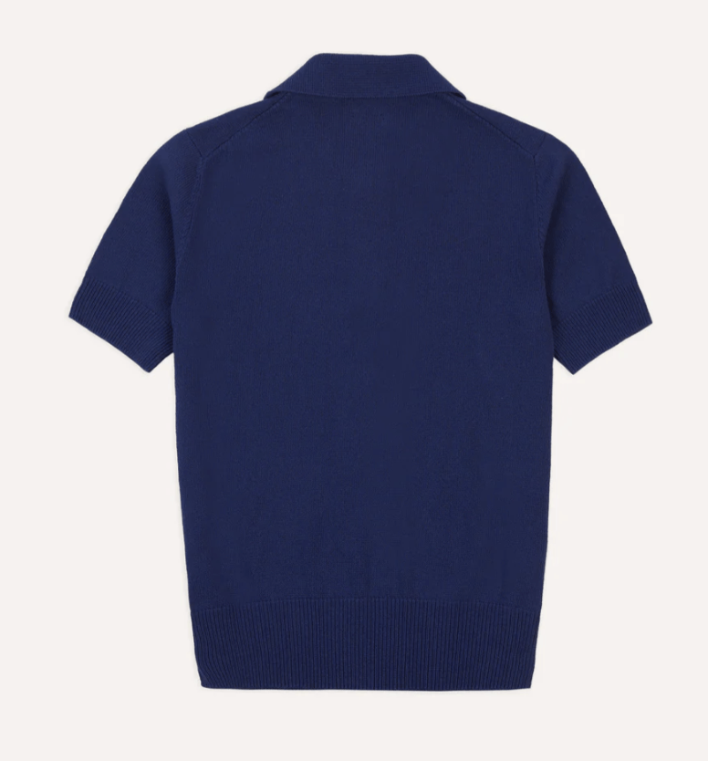 Drake's Blue Knitted Crepe Cotton Short-Sleeve Polo Shirt Size US M / EU 48-50 / 2 - 3 Thumbnail