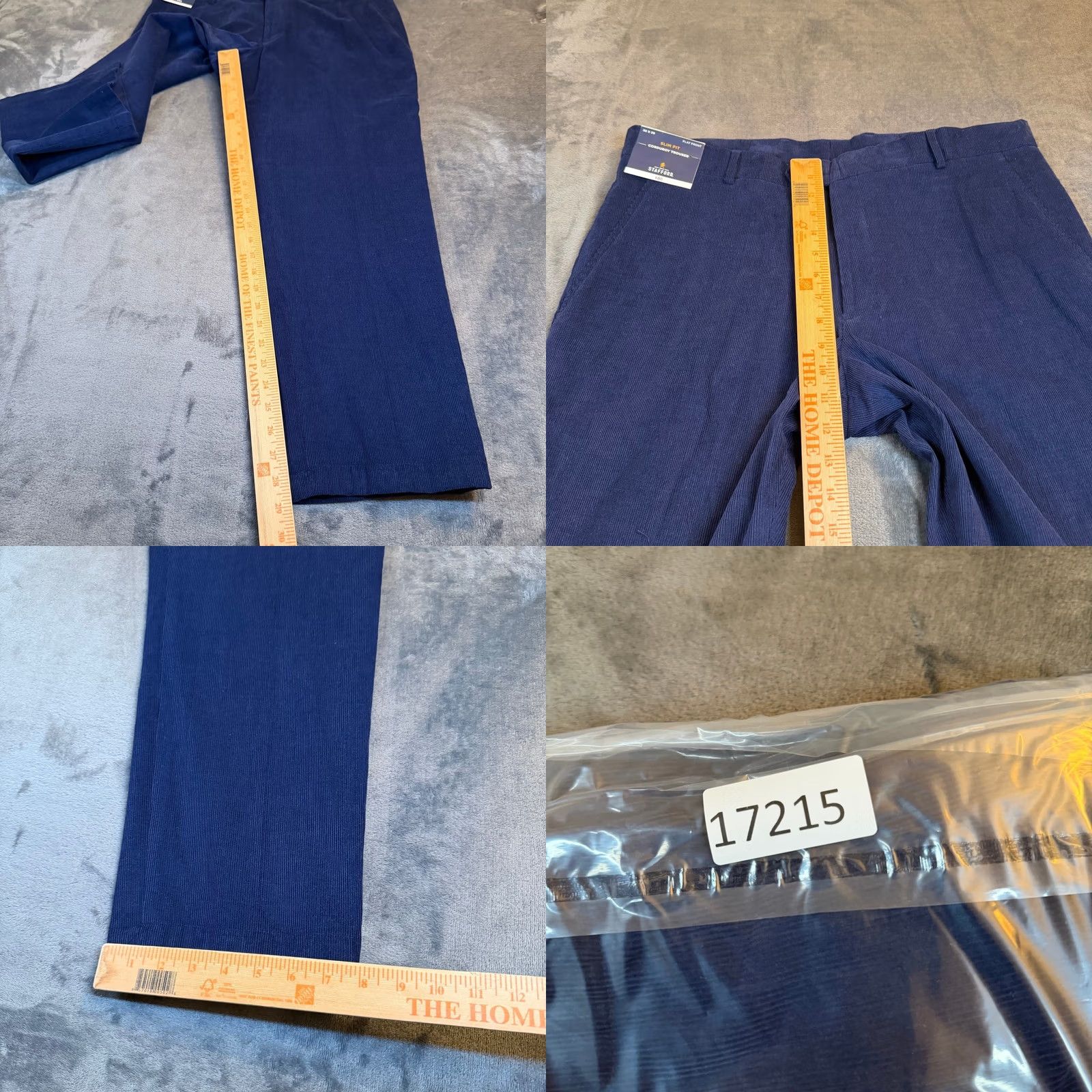 Stafford Stafford Slim Fit Corduroy Trousers Navy Blue Flat Front Pants Mens 38x29 NWT Size US 38 / EU 54 - 8 Thumbnail