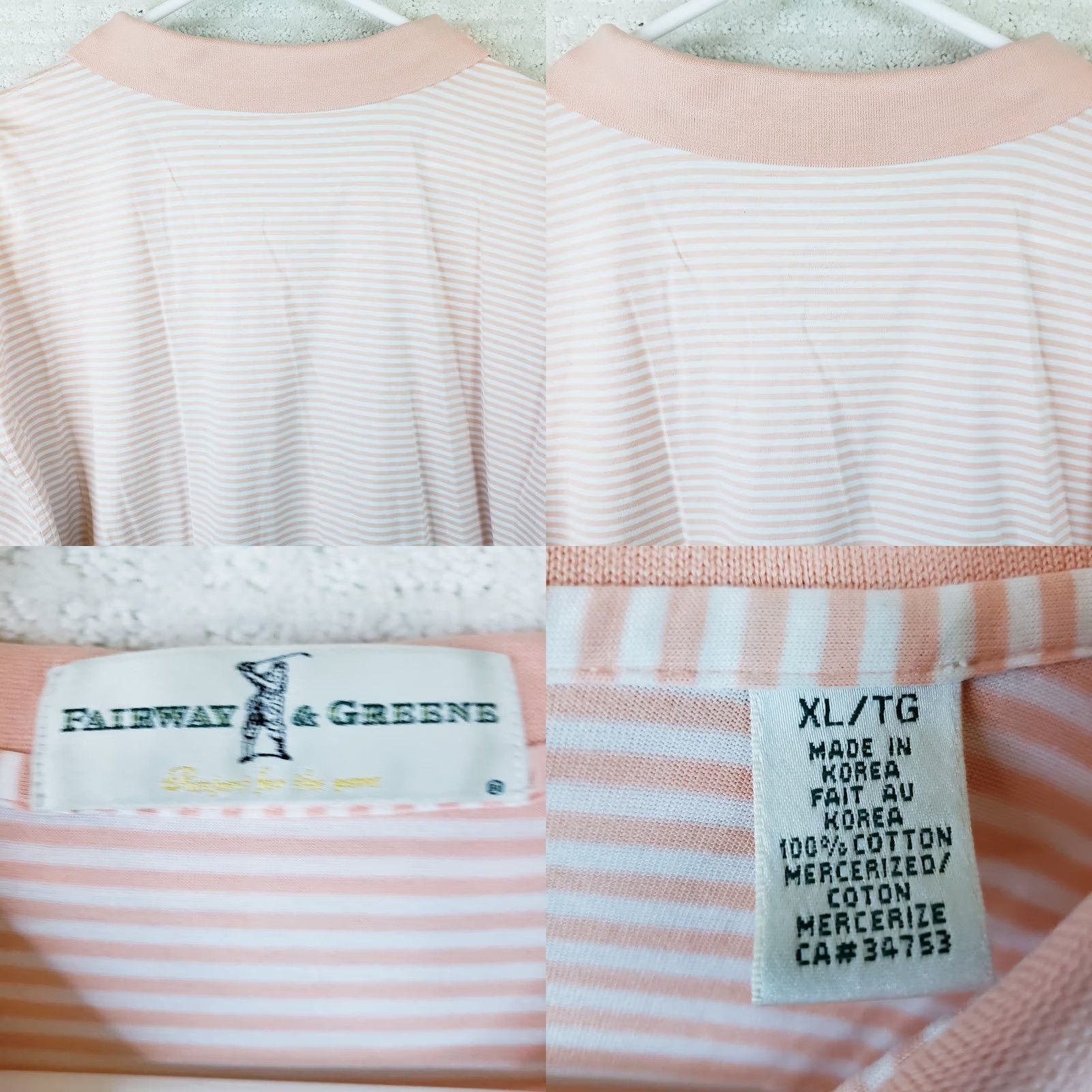 Vintage Fairway & Greene XL Shortsleeve Polo Peach Pink Striped Fripp Island Chest Logo Polo Shirt Mens XL Pink Striped Fripp Island Logo Size US XL / EU 56 / 4 - 8 Thumbnail