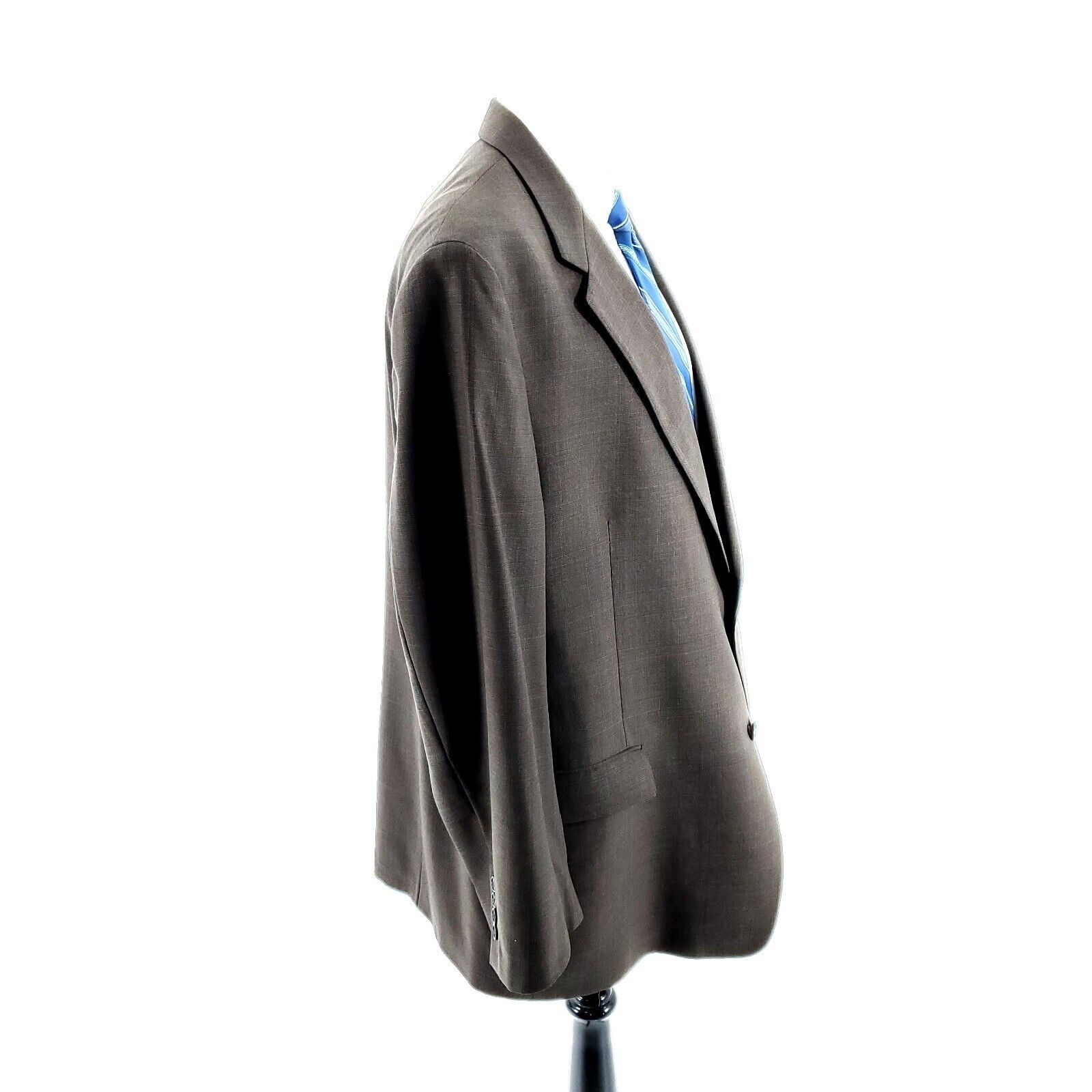 Hart Schaffner Marx Hart Schaffner Marx Wool 2 Button Sport Coat 46L Brown Shark Size 46L - 6 Thumbnail