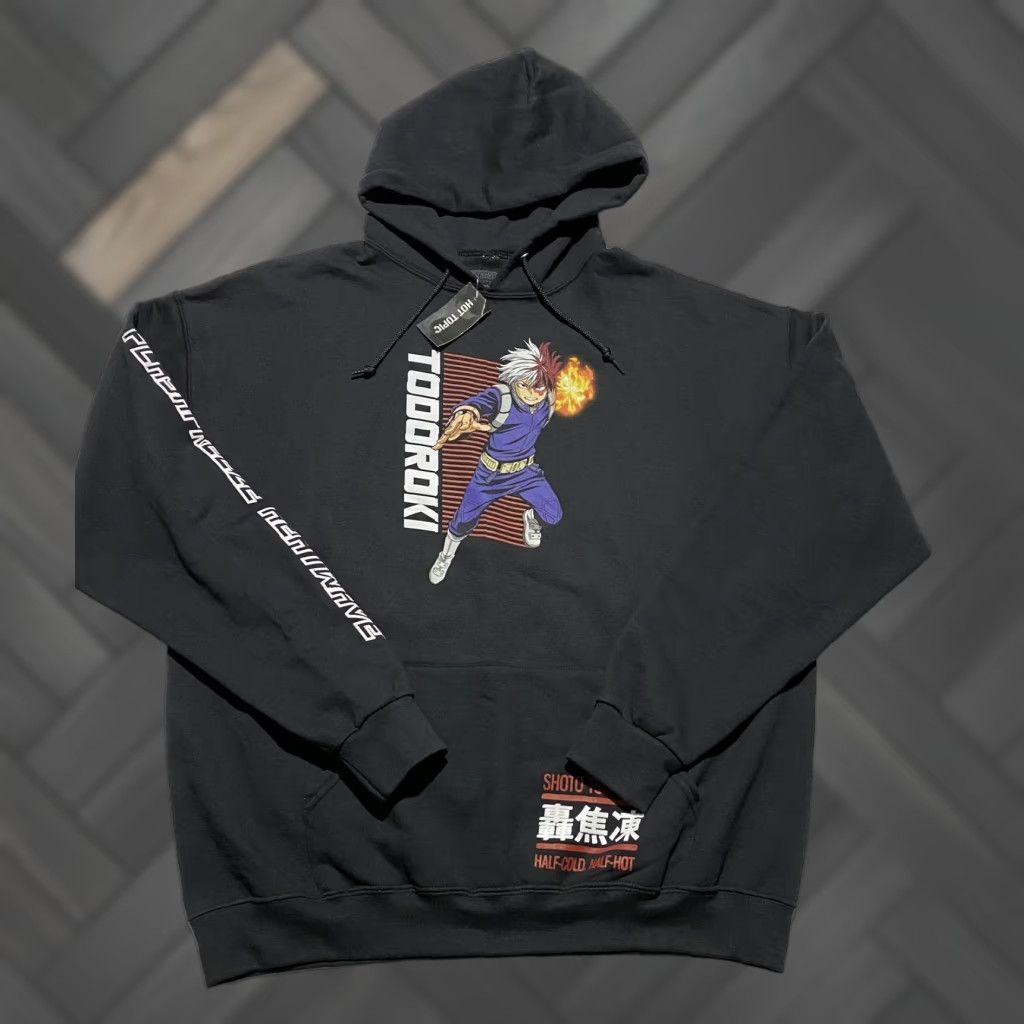Vintage My Hero Academia Shoto Todoroki Hoodie Mens XL Black Flashfreeze Heatwave Hoodie Pullover Graphic Print Pockets Hooded JANOS? Size US XL / EU 56 / 4 - 1 Thumbnail