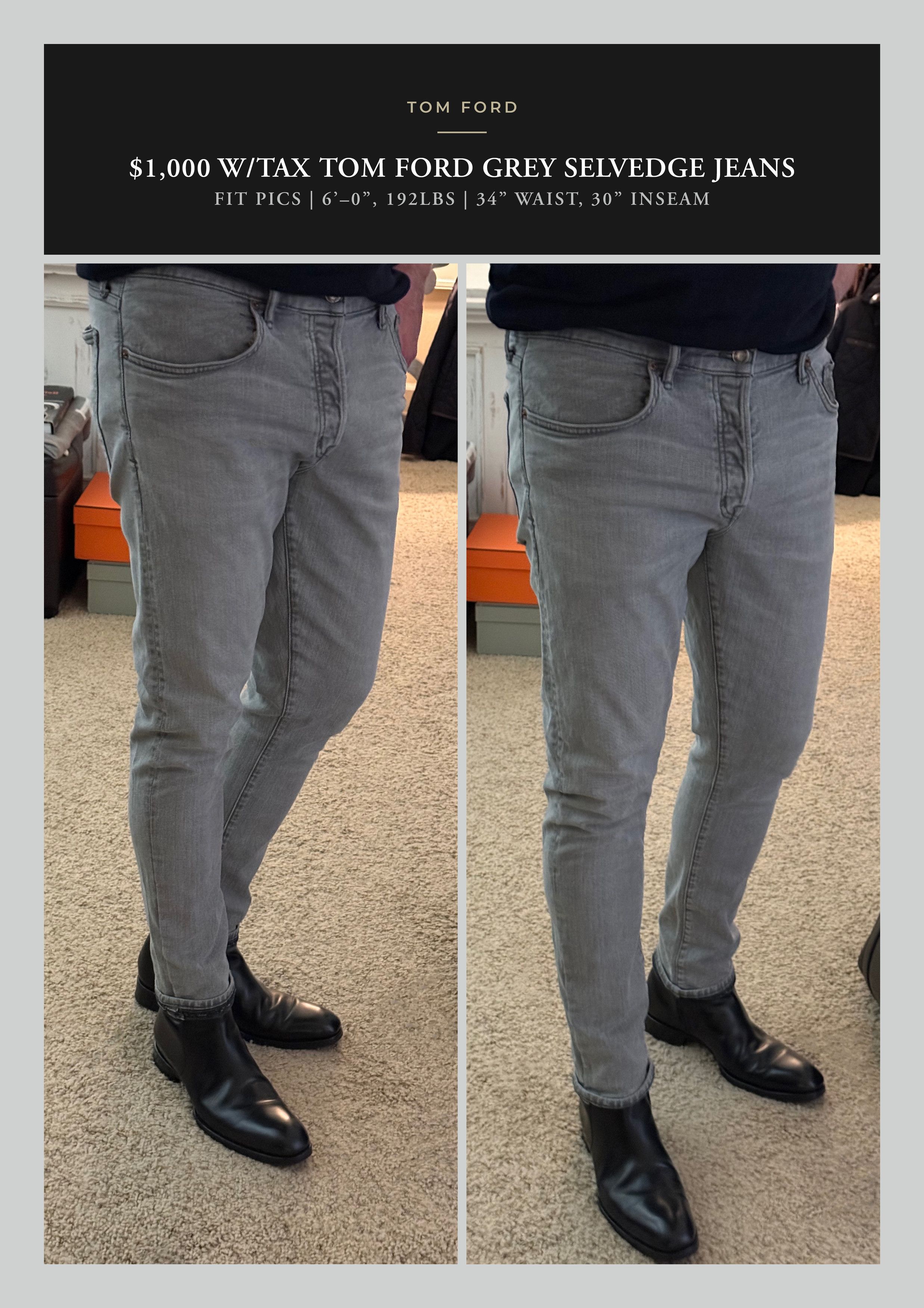 Tom Ford Fit 32, Effortless Cool $1K w/tax Contrast Cuff Selvedge Size US 36 / EU 52 - 12 Thumbnail