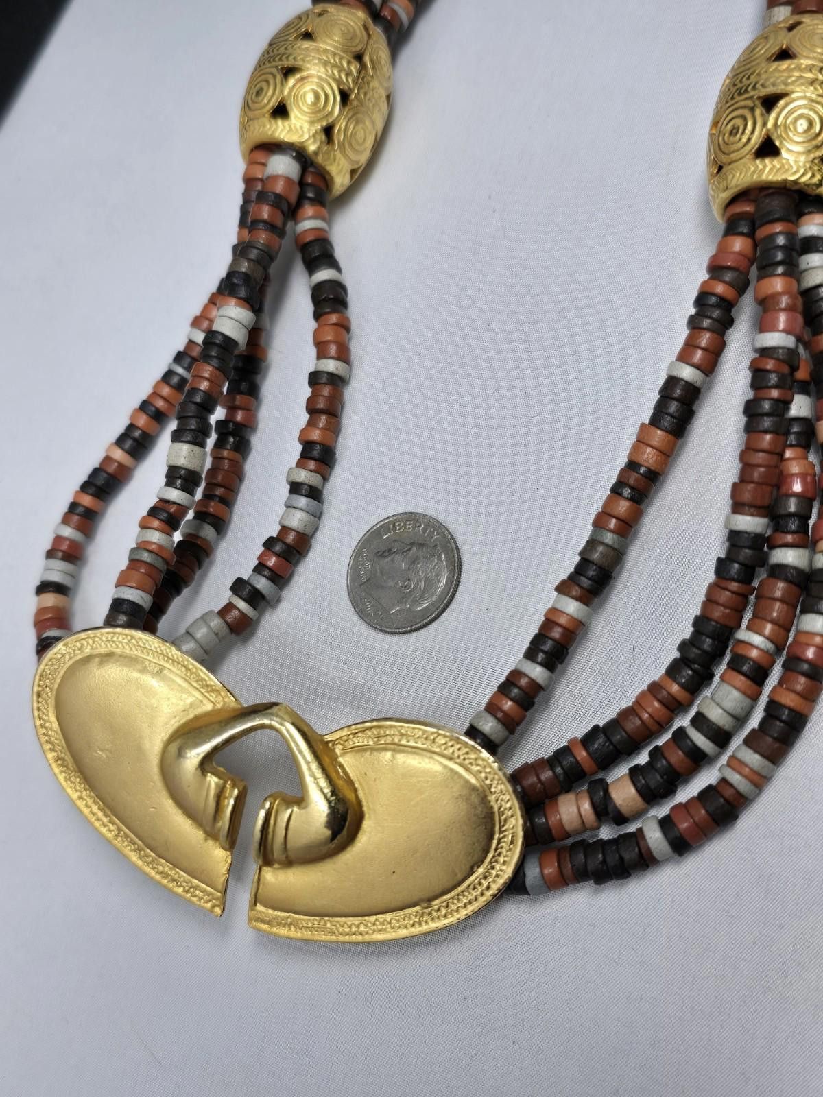 The Unbranded Brand Vintage Tairona Style Beaded Necklace Brass Amulet Ethnic Size ONE SIZE - 4 Thumbnail