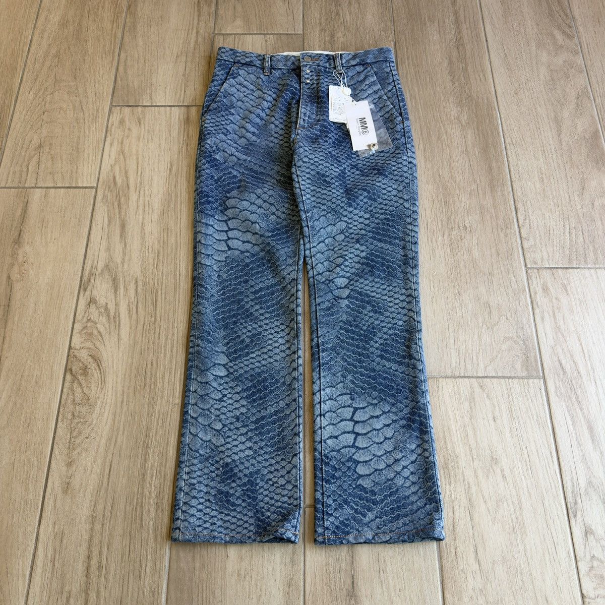 Maison Margiela MM6 SS22 Snakeskin Pattern Straight Denim Jeans Size US 30 / EU 46 - 1 Thumbnail
