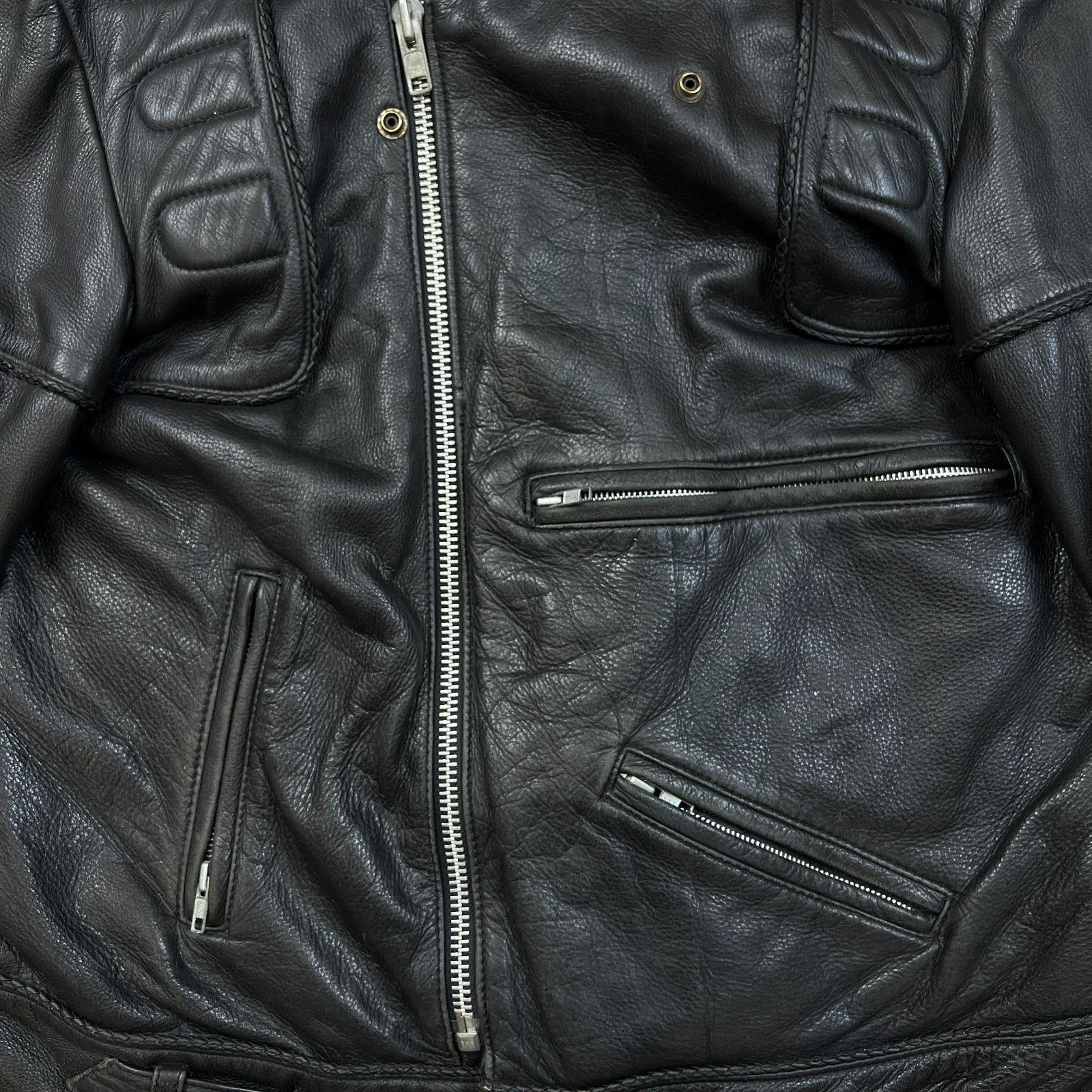 Vintage Vintage 80s Leather Ranch Motorcycle Jacket Padded Biker Size US L / EU 52-54 / 3 - 4 Thumbnail