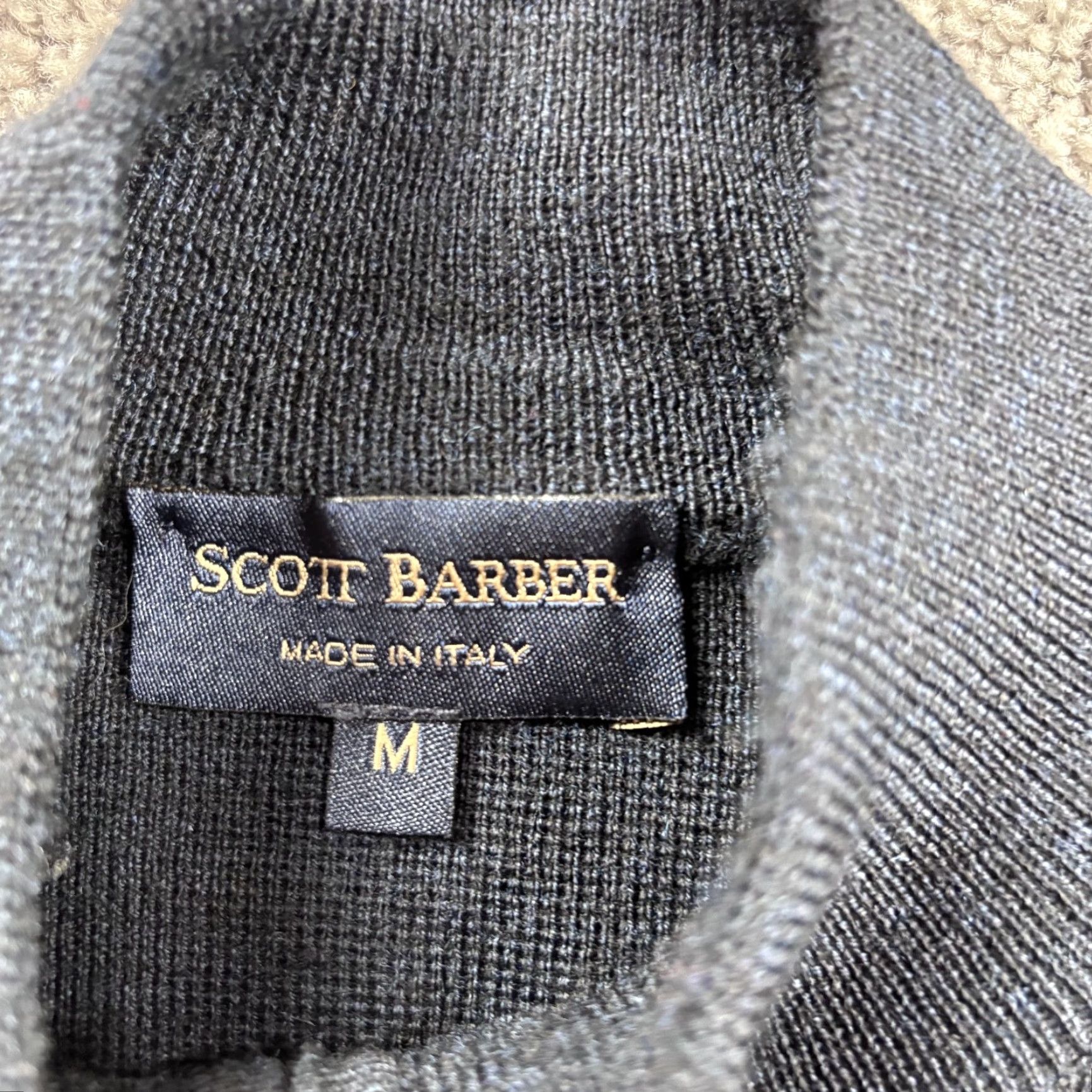 Vintage Scott Barber Sweater Men L Dark Blue Argyle 1/4 Zip Pullover Merino Wool Italy Size US L / EU 52-54 / 3 - 2 Thumbnail