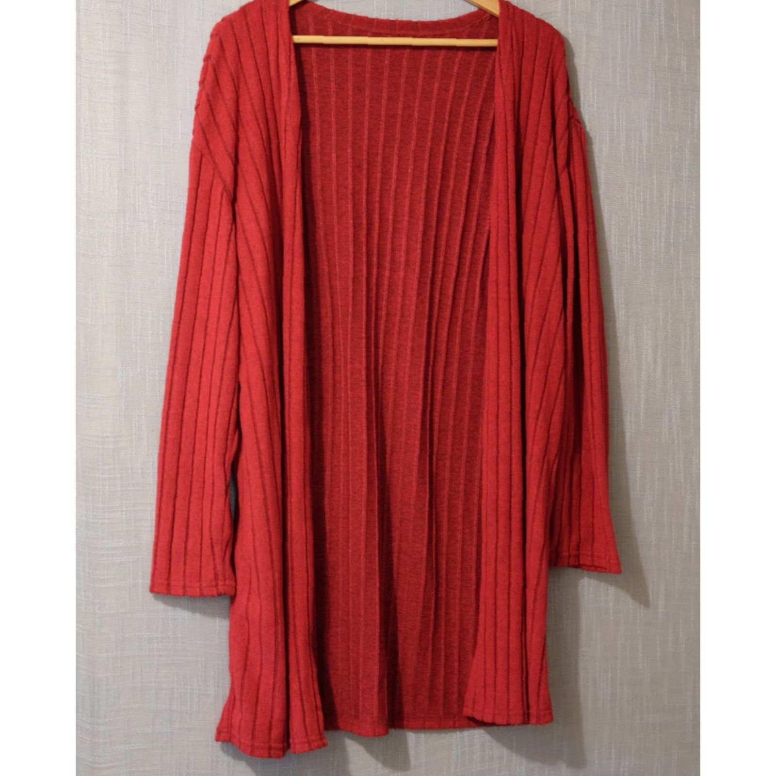 Shein EUC Shein Red Longsleeve Open Front Cardigan Sweater Soft Women's XL #H78-26 Size XL / US 12-14 / IT 48-50 - 2 Thumbnail