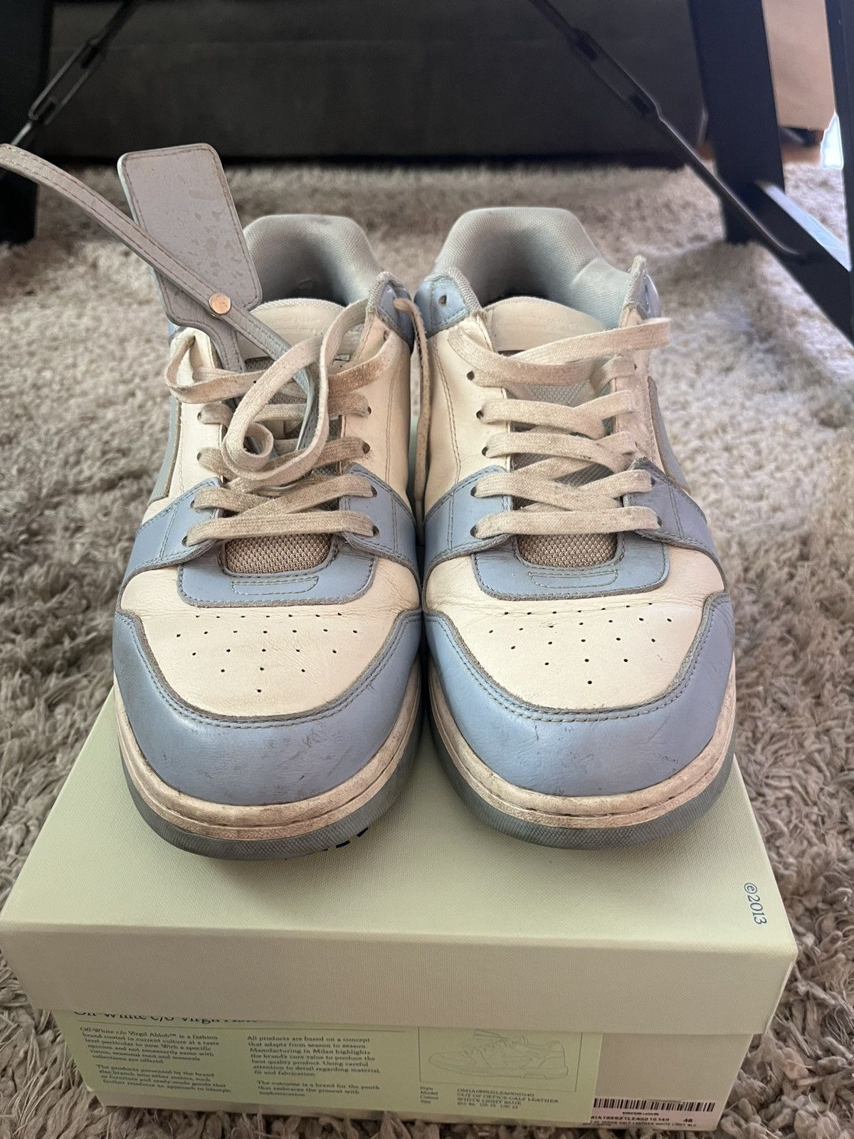 Off-White Off White Out Of Office Calf Leather Sneaker Light Blue Size US 13 / EU 46 - 8 Thumbnail