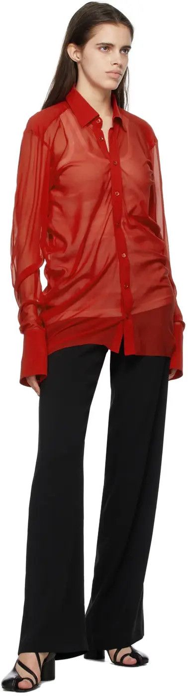 Maison Margiela o1y0625 Solid Color Shirt in Red Size S / US 4 / IT 40 - 4 Thumbnail