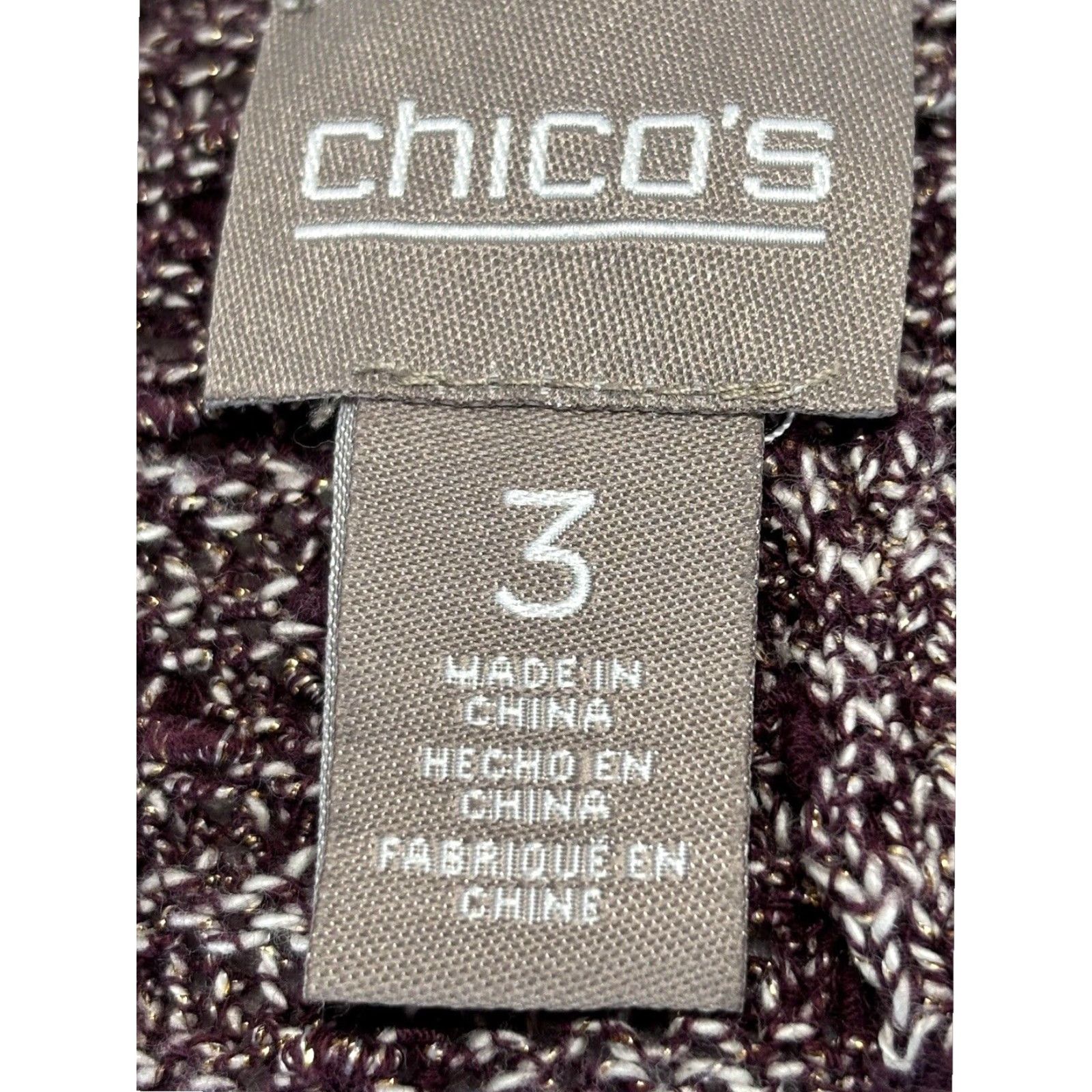Vintage Chicos Tunic Sweater Womens XL 3/4 Sleeve Purple Burgundy Knit Shimmer Size XL / US 12-14 / IT 48-50 - 7 Thumbnail