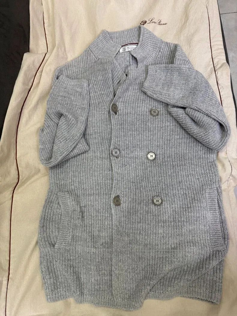 Brunello Cucinelli Brunello Cucinelli Gray Knit Coat. Size US L / EU 52-54 / 3 - 1 Thumbnail