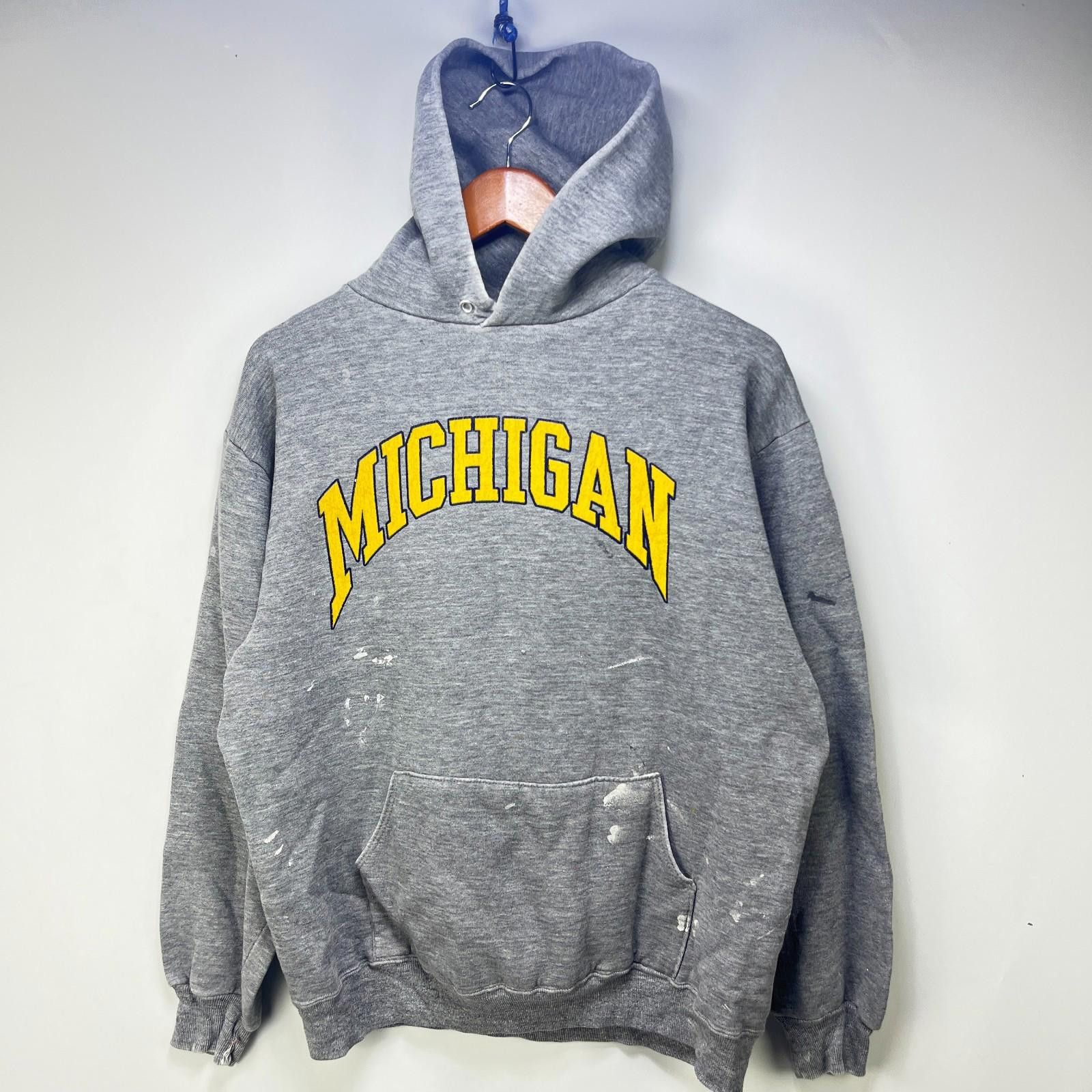 Vintage 90s Michigan Wolverines Hoodie Russell Large