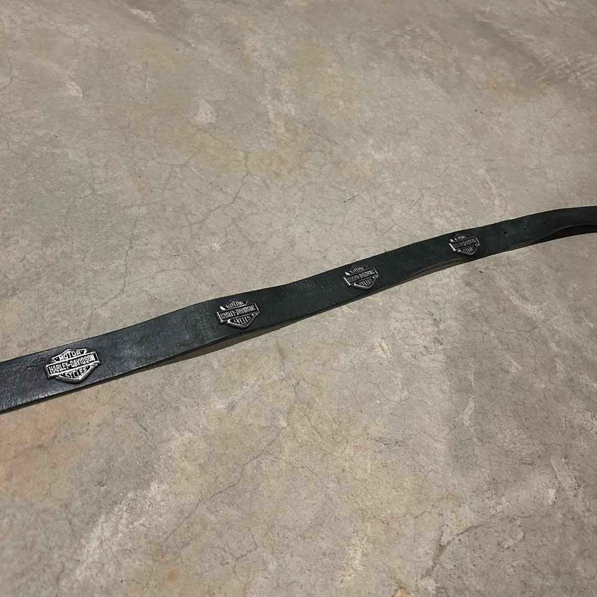 Harley Davidson × Leather × Vintage Crazy Vintage 90s Harley Davidson Studded Logo Leather Belt Size 42 - 6 Thumbnail