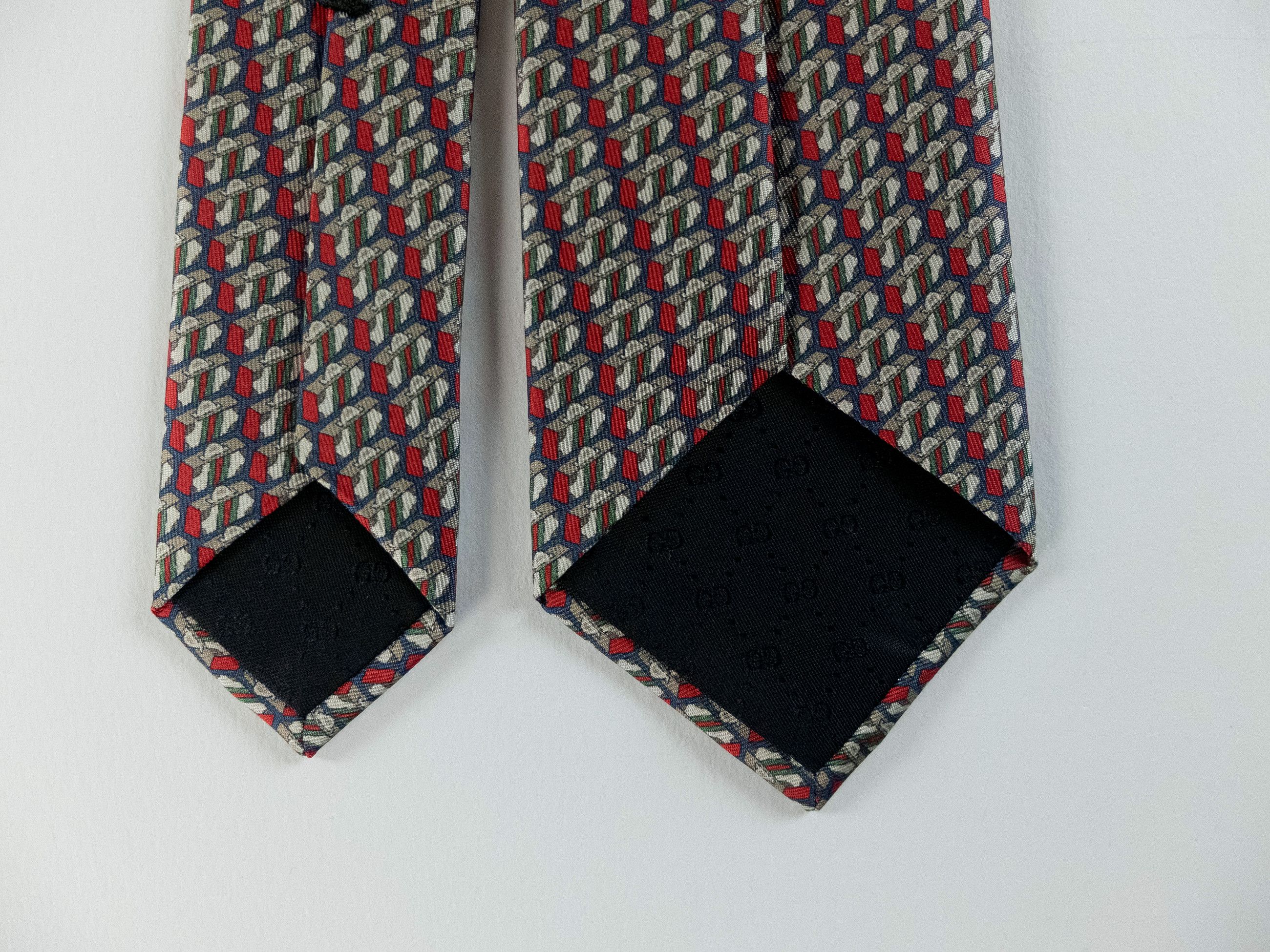 Gucci GUCCI Valigeria navy blue & red trunk print silk tie NWT Size ONE SIZE - 10 Thumbnail