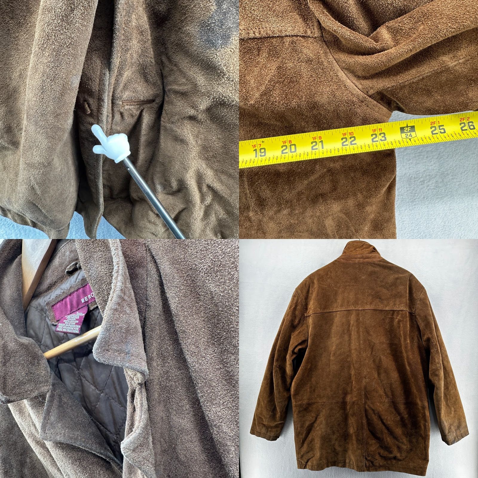 Merona VINTAGE Merona Leather Jacket Cowhide Suede Long Brown Mens L Regular Western Cowboy Quilted Coat Jacket Size US L / EU 52-54 / 3 - 8 Thumbnail