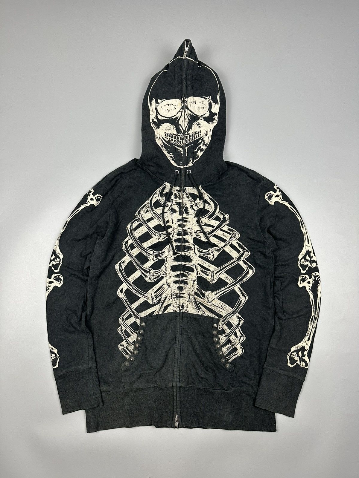 If Six Was Nine × Japanese Brand Japanese Glad News Skeleton Full Zipper Hoodies Size US M / EU 48-50 / 2 - 1 Thumbnail