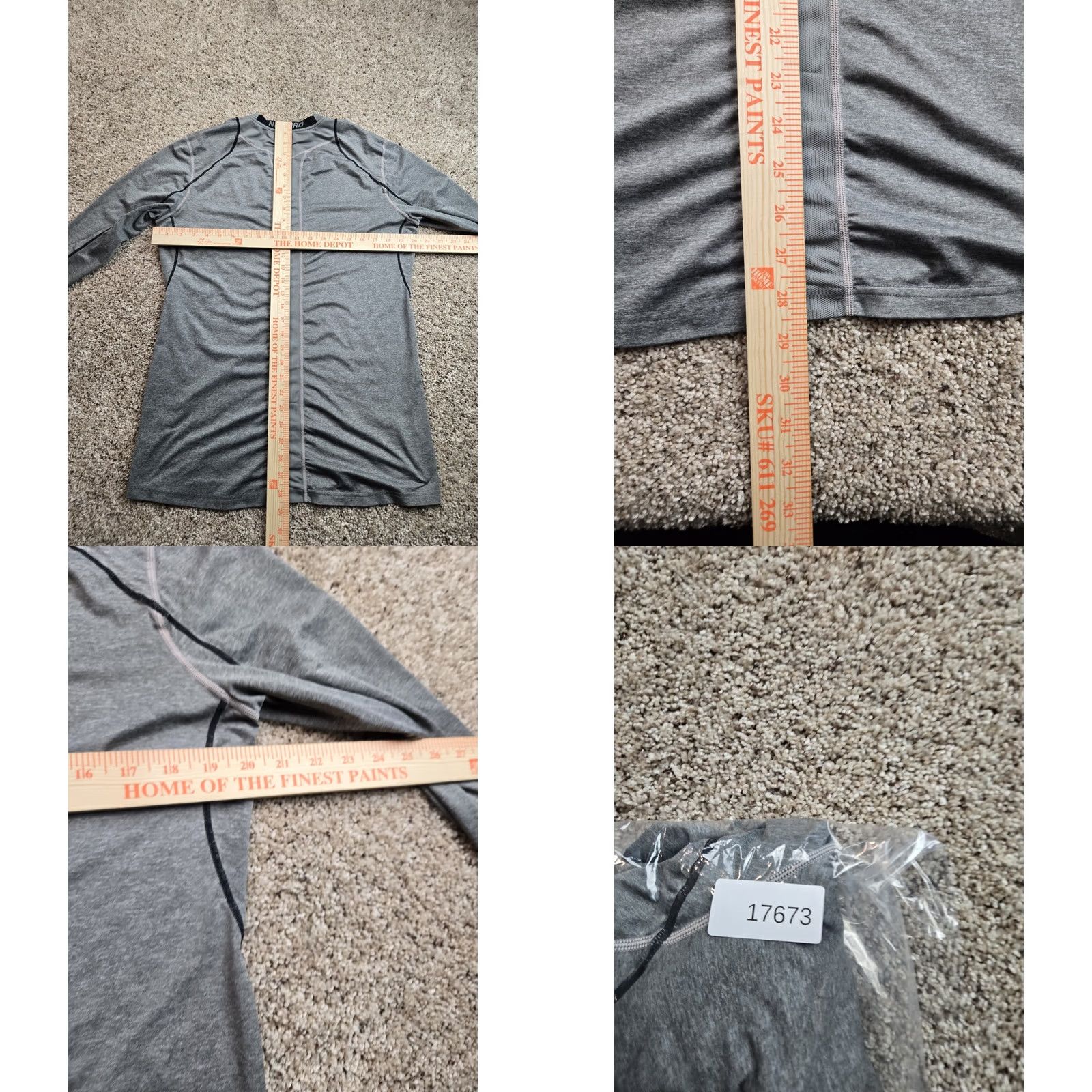 Nike Nike Pro Dri-Fit Shirt Mens Medium Gray Long Sleeve Vented Fitted Stretch Size US M / EU 48-50 / 2 - 8 Thumbnail