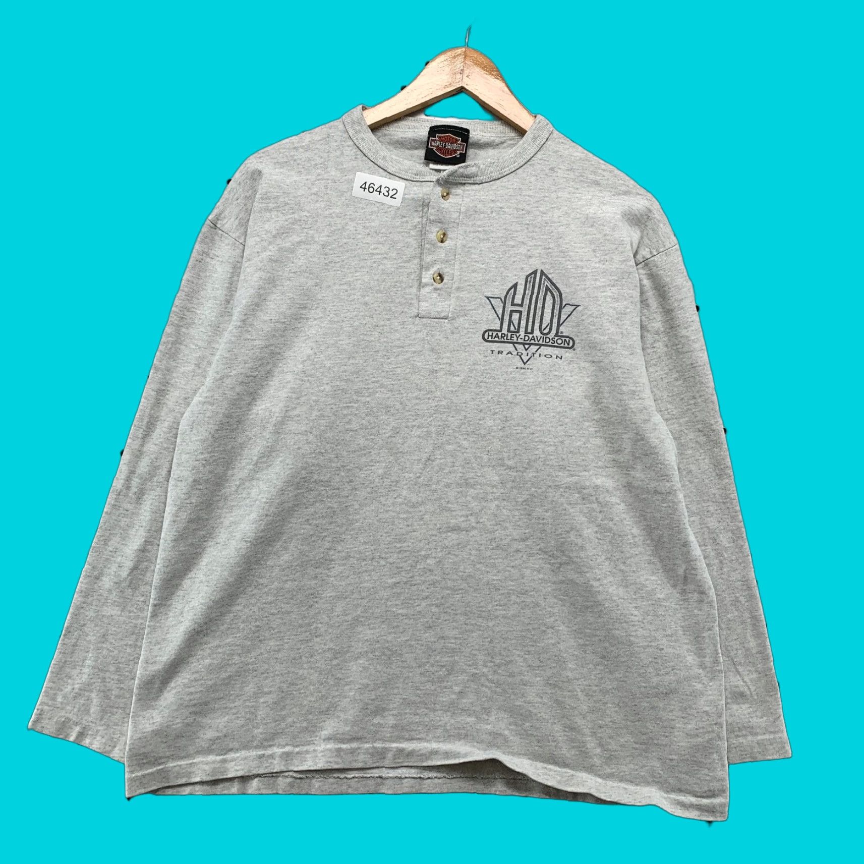 Harley Davidson VINTAGE Harley-Davidson Wolf Shirt Mens Large Gray Northern Lights Henley Pocket Size US L / EU 52-54 / 3 - 1 Thumbnail