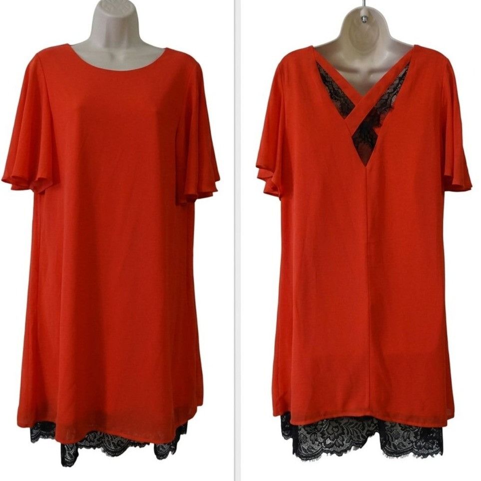 Other Ya Los Angeles Orange Flutter Sleeve Shift Dress Size L Size L / US 10 / IT 46 - 1 Thumbnail