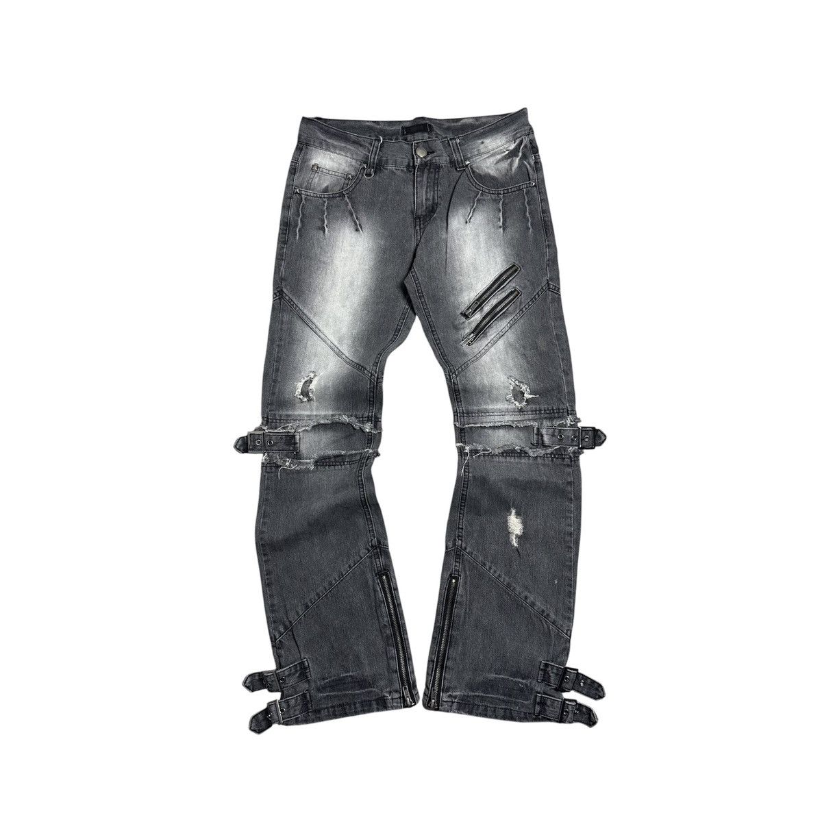 Japanese Brand Black Baccara Distressed Flared Bondage Pants Size US 32 / EU 48 - 1 Thumbnail