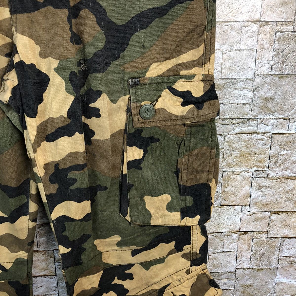 Japanese Brand Matchstick Camo Brown Cargo Multipocket Pants #A138 Size US 31 - 11 Thumbnail