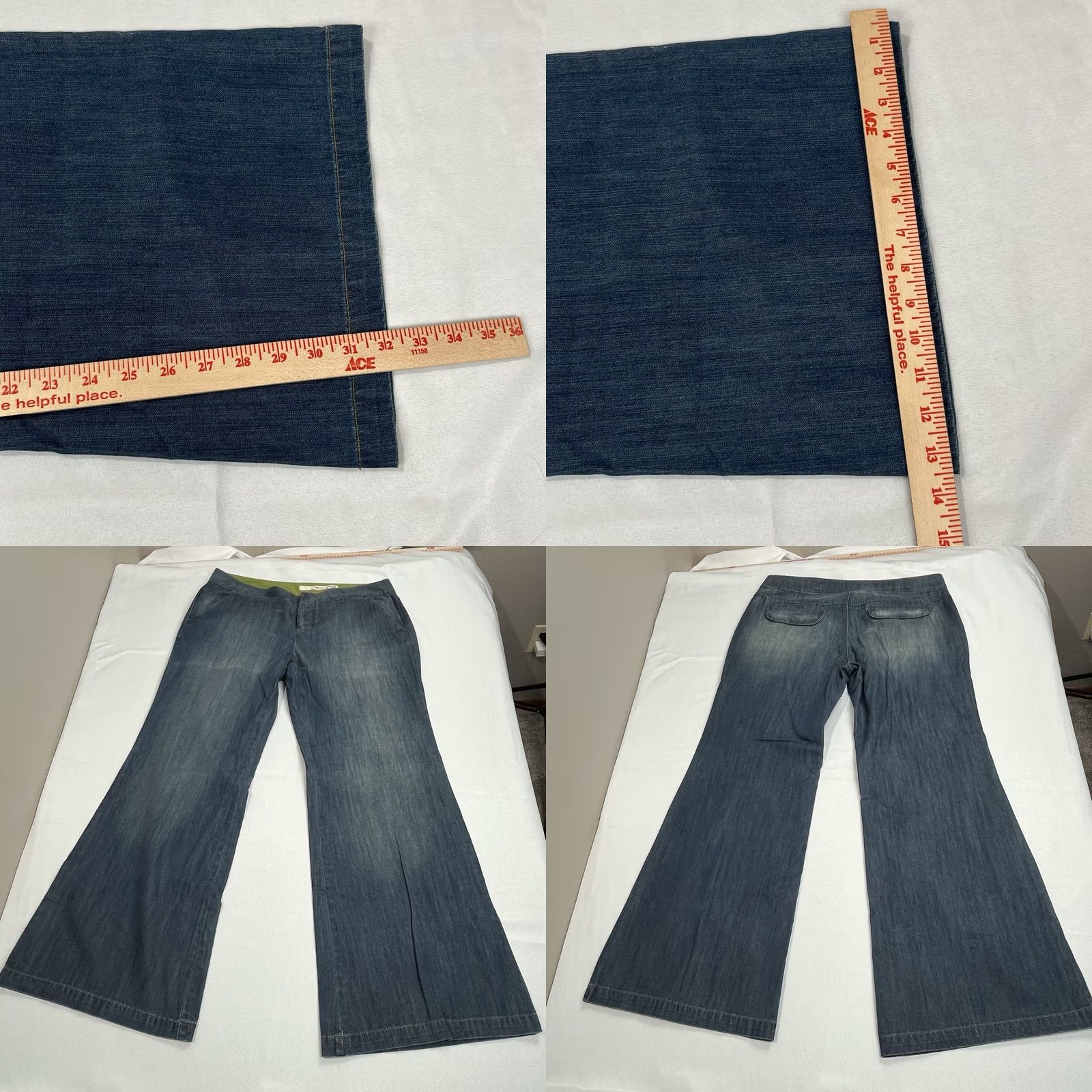 DKNY DKNY JEANS Trouser Jean Pants Flare Leg Lightweight Womens Regular 14 Blue 100% Cotton Size 29" - 8 Thumbnail