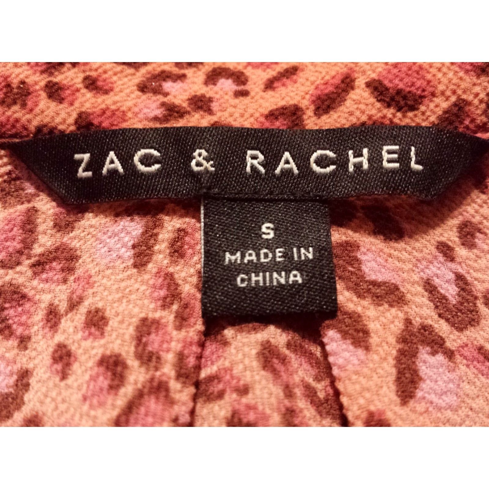 Vintage Zac & Rachel Womens Small Shirt Long Sleeve Collared Pink Animal Print V-Neck Size S / US 4 / IT 40 - 5 Thumbnail