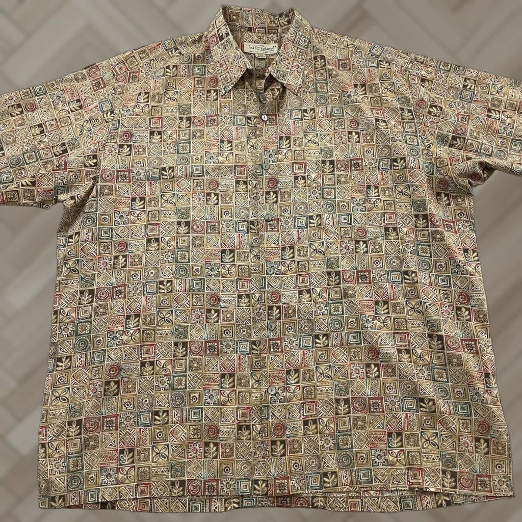 Tori Richard Tori Richard Button-Up Short Sleeve Hawaiian Shirt Mens 2XL Beige Floral Cotton Denim Hawaiian 2XL Mens Shirt Size US XXL / EU 58 / 5 - 1 Thumbnail