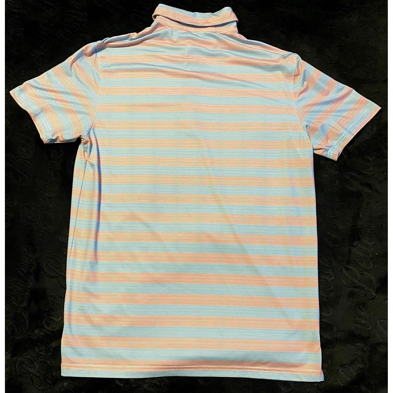 Vintage Matte Grey Polo Shirt Mens Medium Blue/Coral Stretch "Black Rock" Embroidered Size US M / EU 48-50 / 2 - 2 Thumbnail