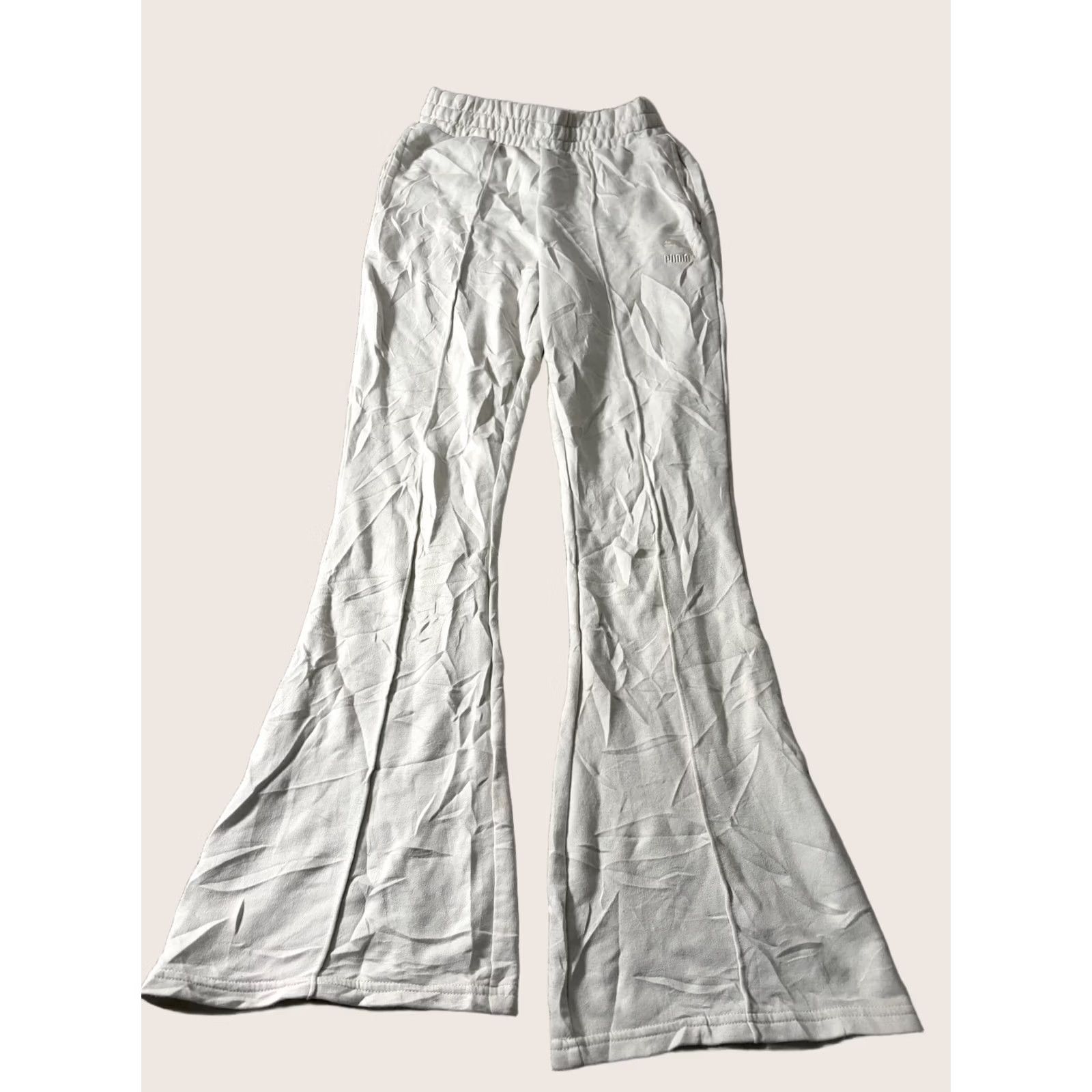 Puma Puma Sweatpants Womens Small White French Terry Flare Leg Elastic Waist Pockets Size 28" / US 6 / IT 42 - 1 Thumbnail