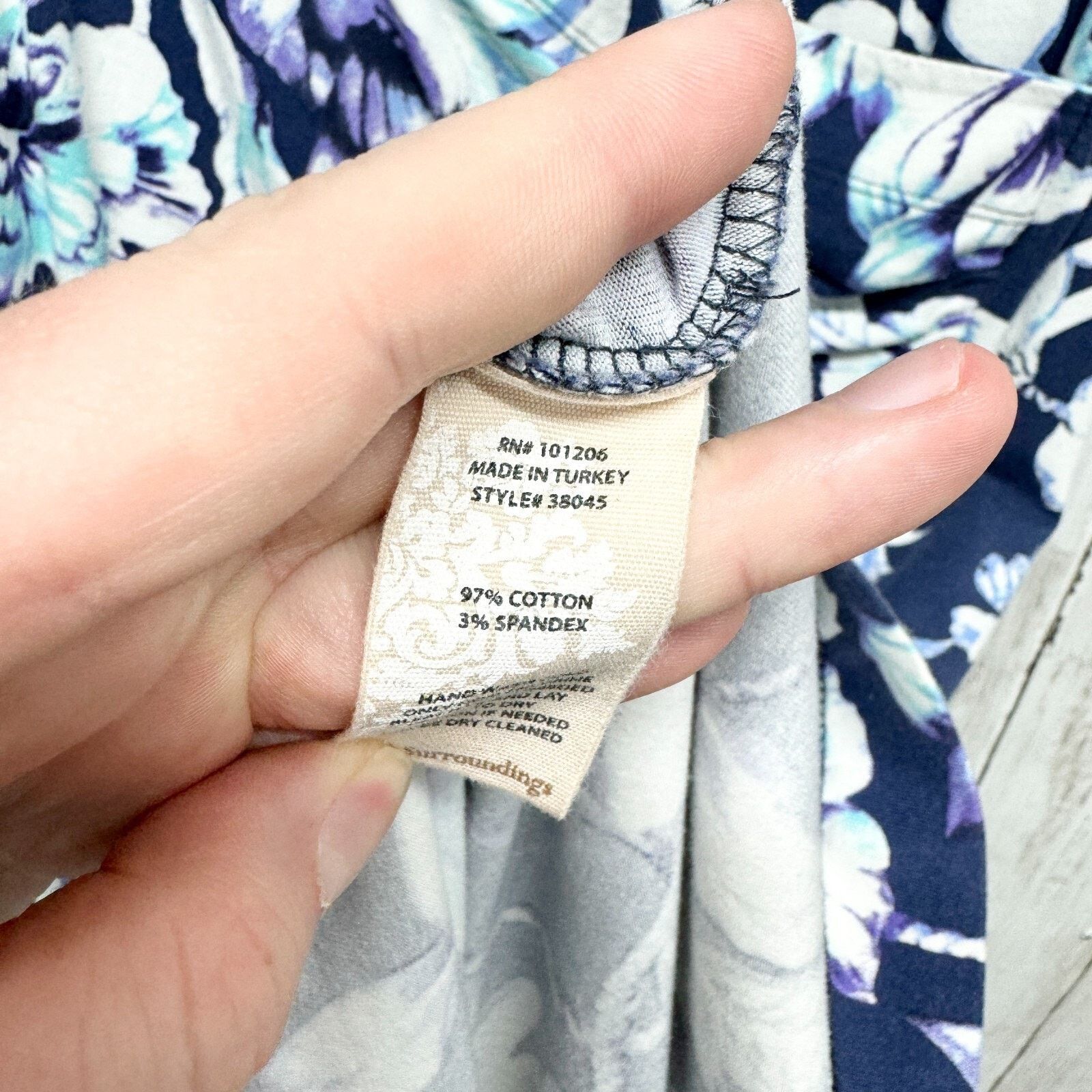 Other Soft Surroundings Blue White Floral Cap Sleeve Faux Wrap Med Size M / US 6-8 / IT 42-44 - 5 Thumbnail