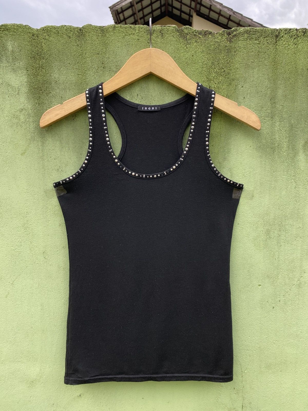Japanese Brand INGNI Studded Ribbed Tank Top Black Japanese Punk Style Size M / US 6-8 / IT 42-44 - 1 Thumbnail