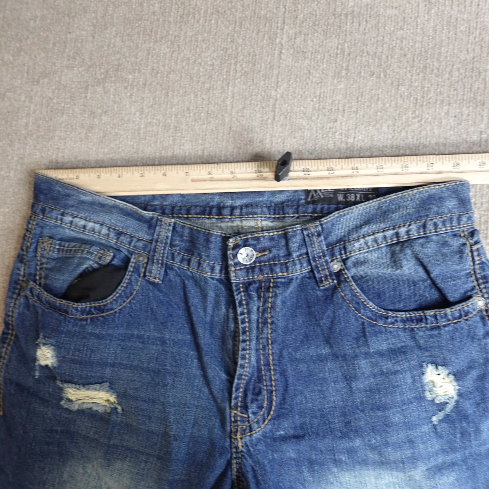 Vintage Axel Jeans 38 x 29 Blue Cotton Relaxed Straight Distressed Denim Men's Jeans Regular Inseam 29 Vintage: No Size US 38 / EU 54 - 5 Thumbnail