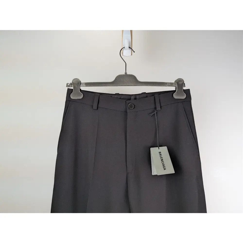 Balenciaga o1rshd1 Unisex Dry Wool Twill Tailored Pants in Black Size US 28 / EU 44 - 2 Thumbnail