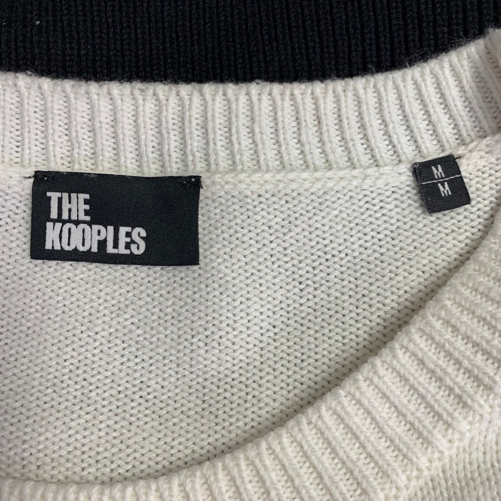 The Kooples M White Black Knit Cotton Cashmere Crew Neck Sweater Size M / US 6-8 / IT 42-44 - 9 Thumbnail