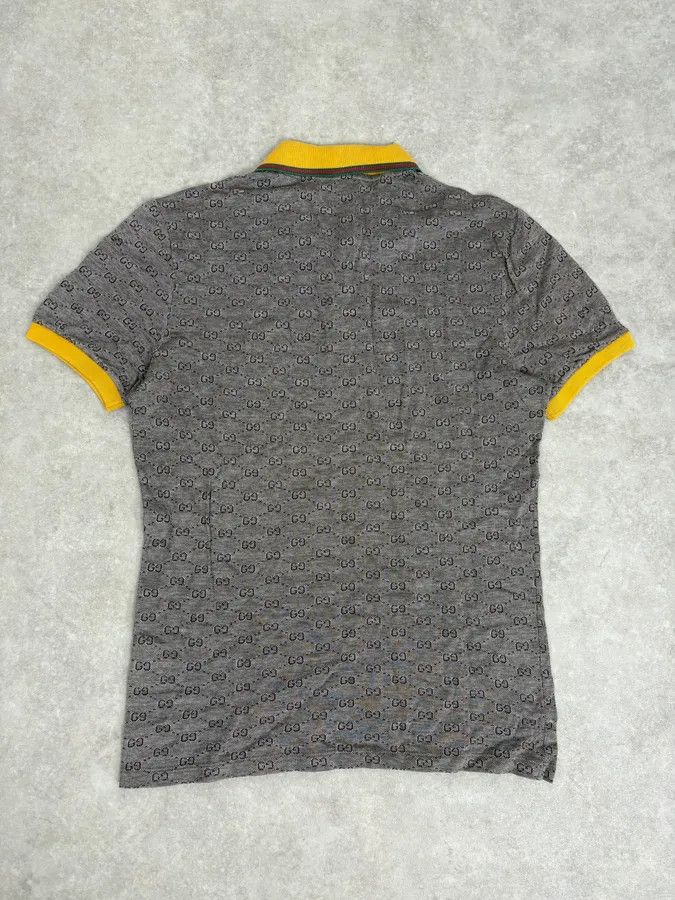 Gucci 2000s Gucci Grey Monogram Contrast Yellow Collar Polo Size US S / EU 44-46 / 1 - 6 Thumbnail